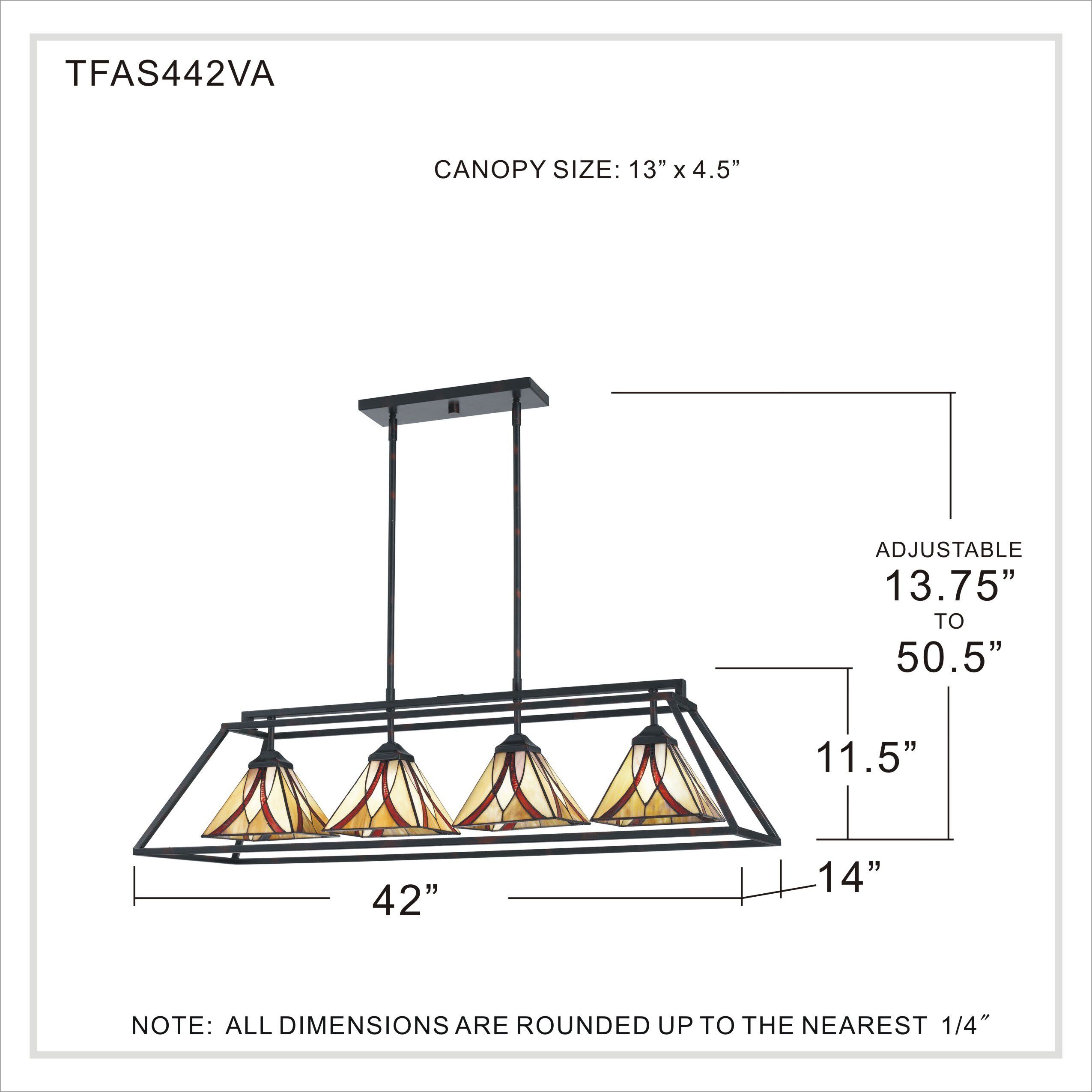 Asheville 4 Light 42 inch Valiant Bronze Island Light Ceiling Light