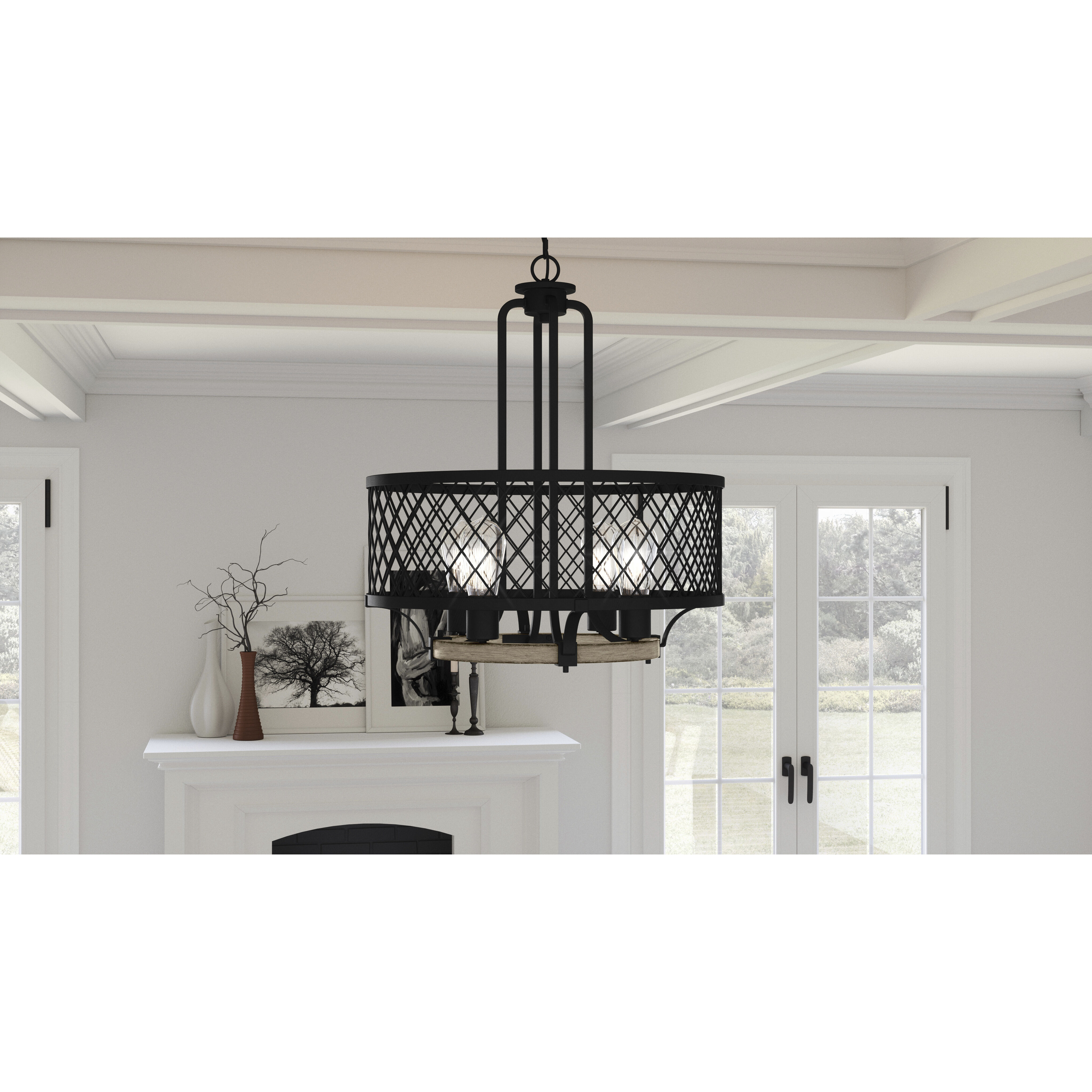 Benton 4 Light 20.75 inch Distressed Iron Pendant Ceiling Light