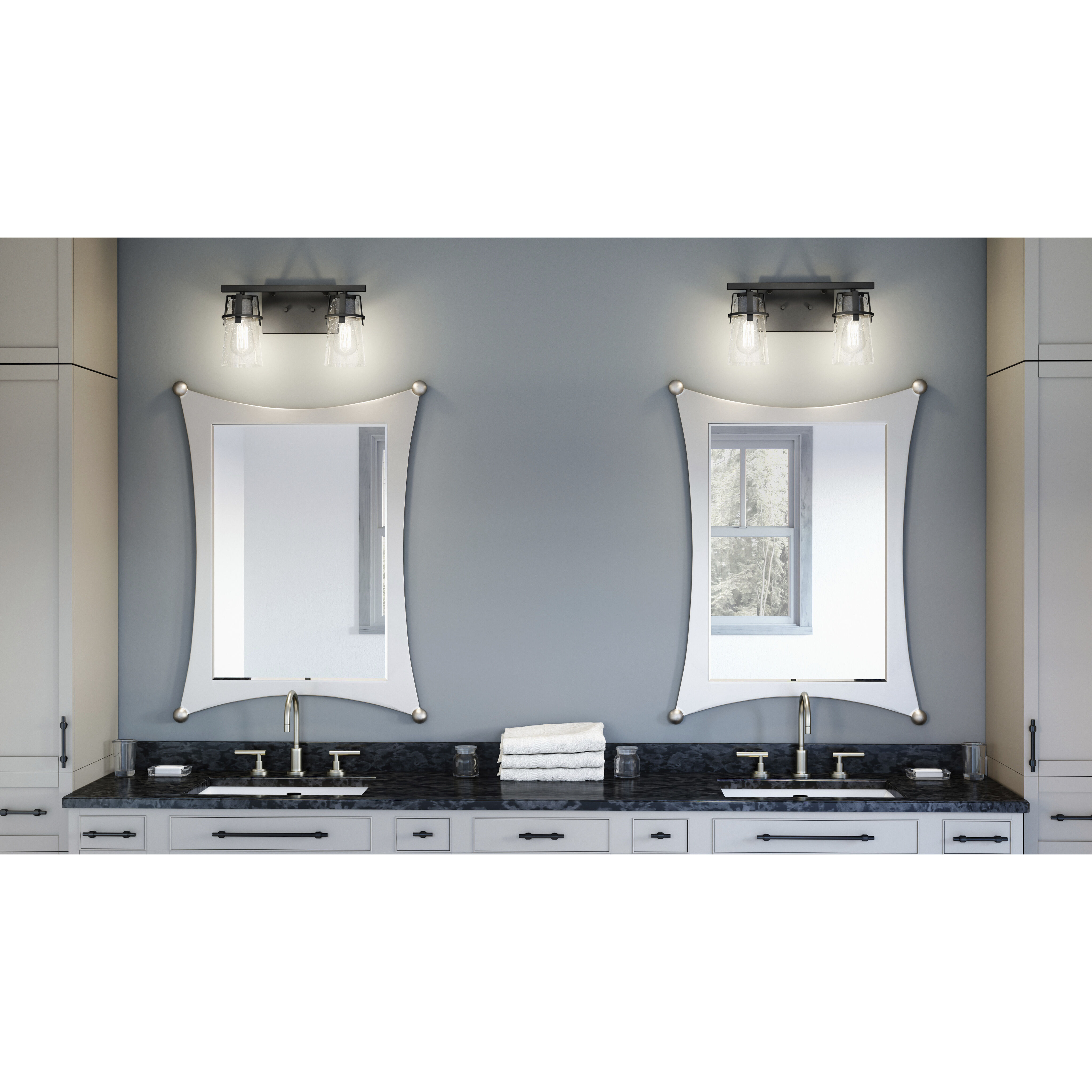 Knox 2 Light 14 inch Matte Black Bath Light Wall Light, Medium