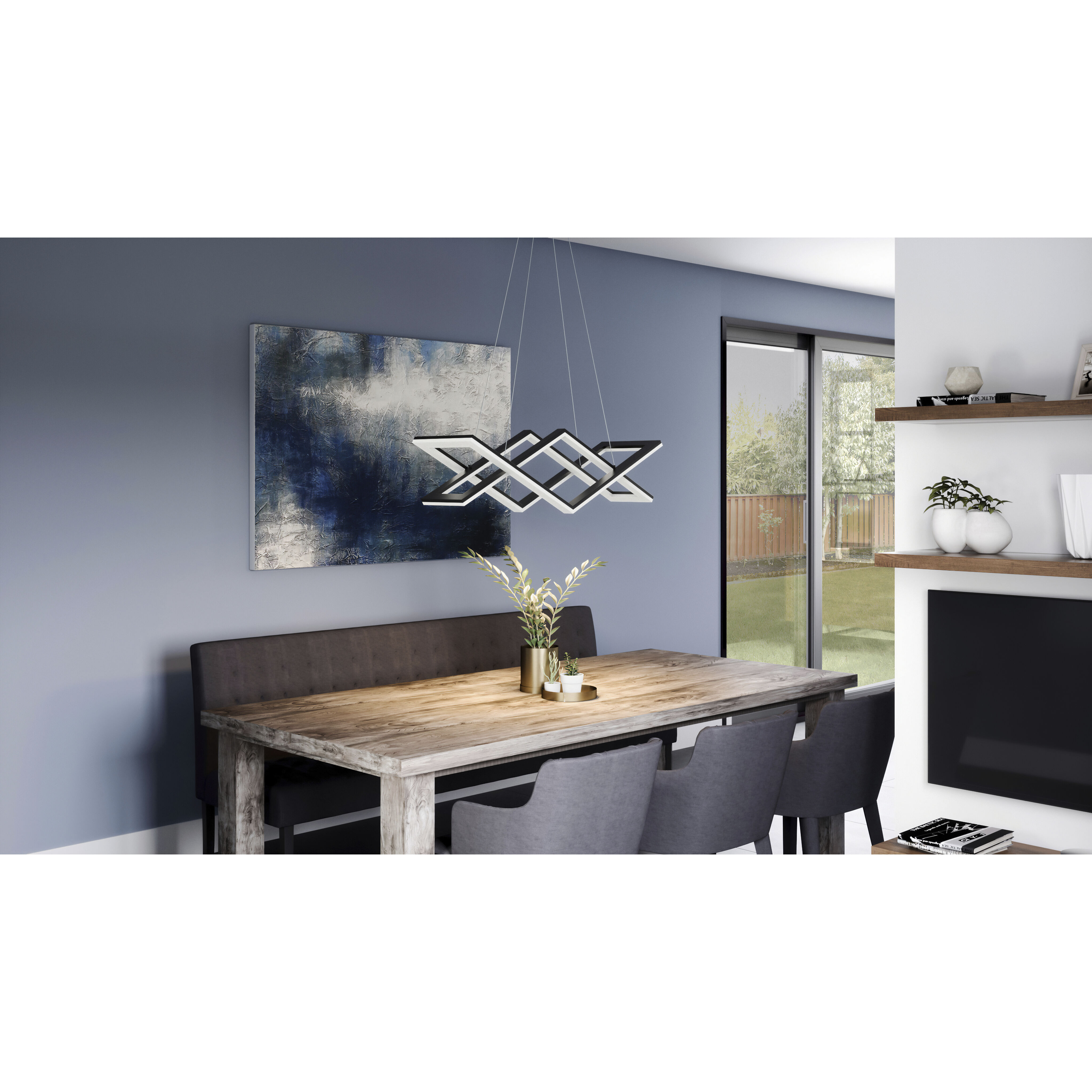 Newman LED 36 inch Matte Black Linear Chandelier Ceiling Light