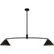 Alscott 2 Light 52 inch Matte Black Linear Chandelier Ceiling Light, Large