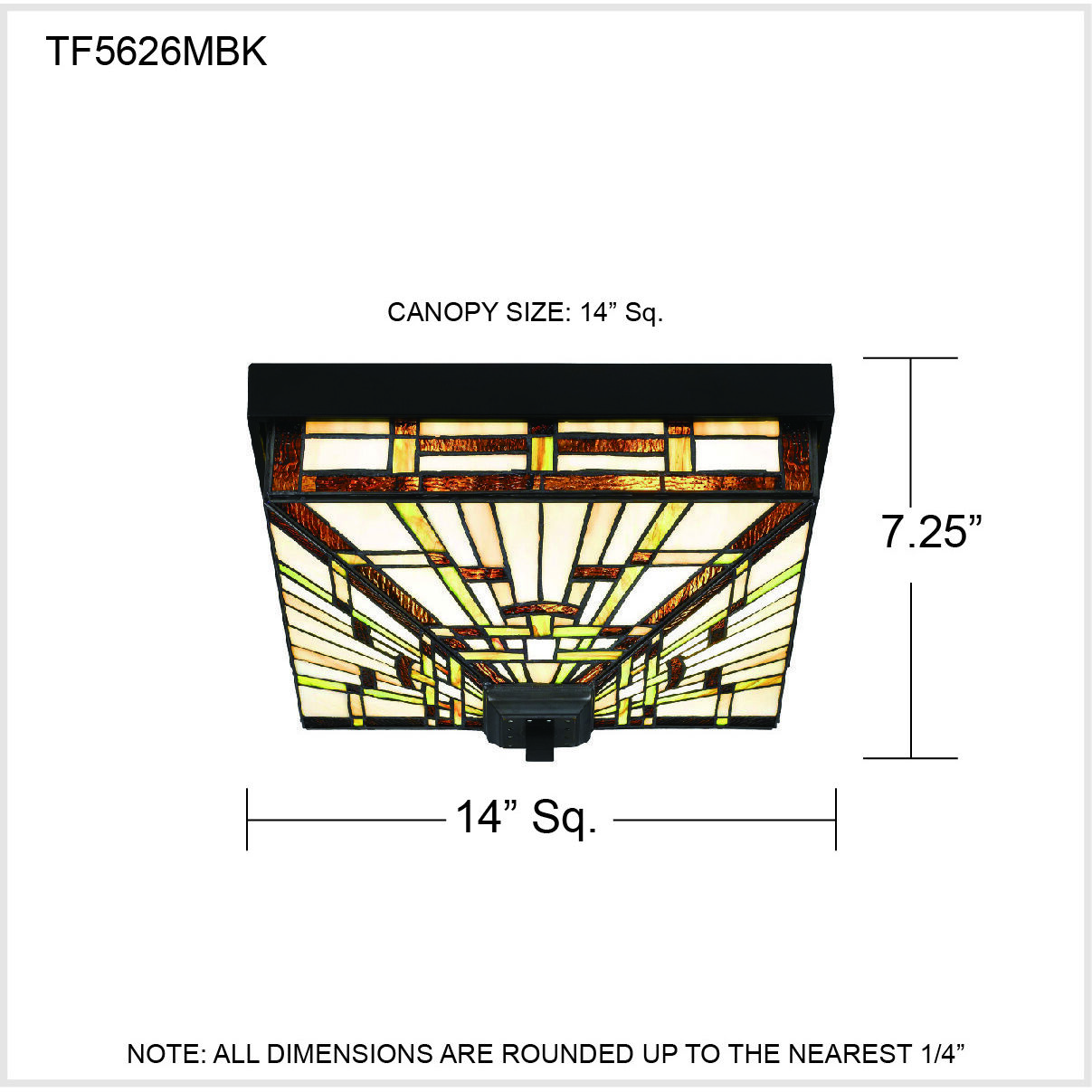 Quoizel TF5626MBK Tiffany 3 Light 14 inch Matte Black Flush