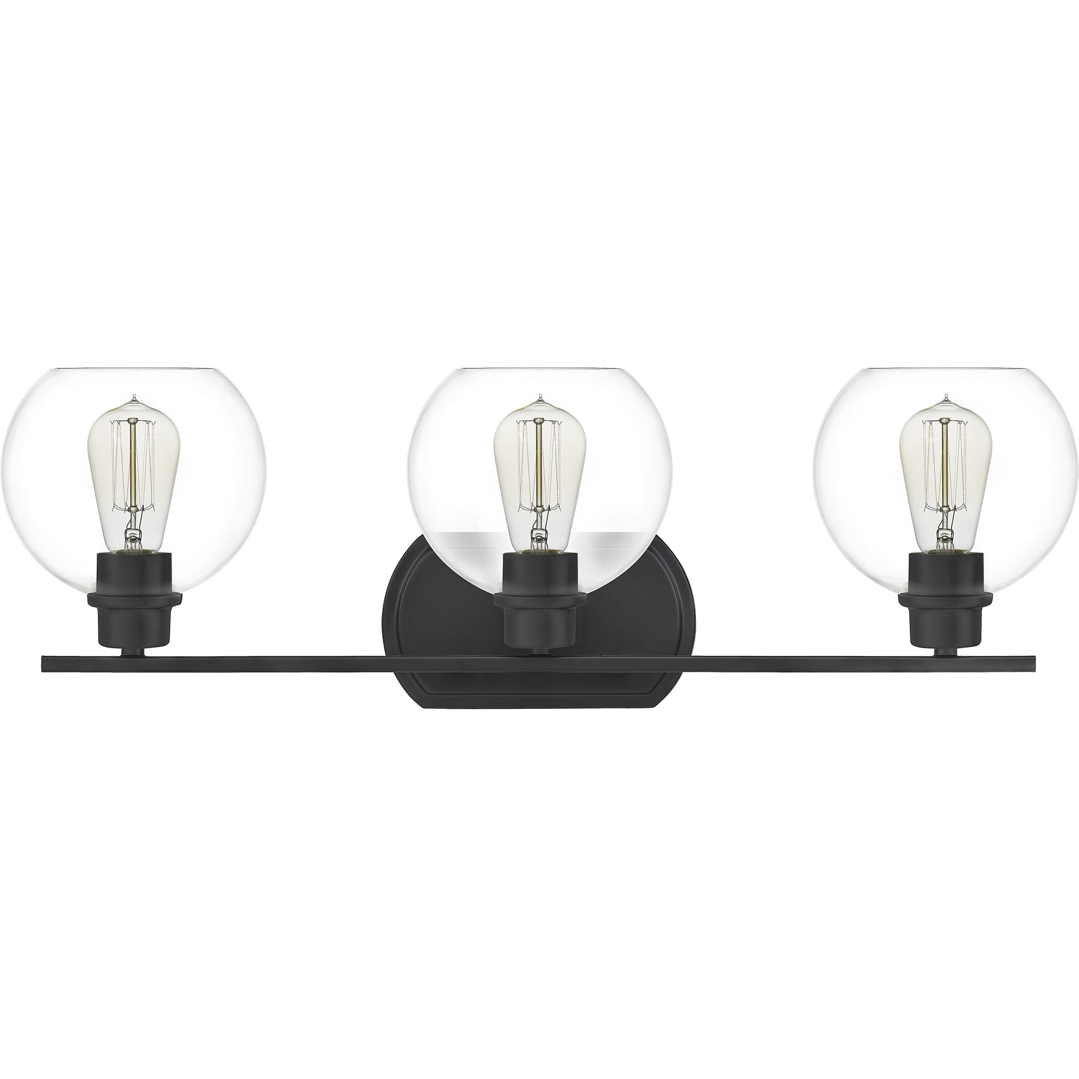 Pruitt 3 Light 26.25 inch Matte Black Bath Light Wall Light
