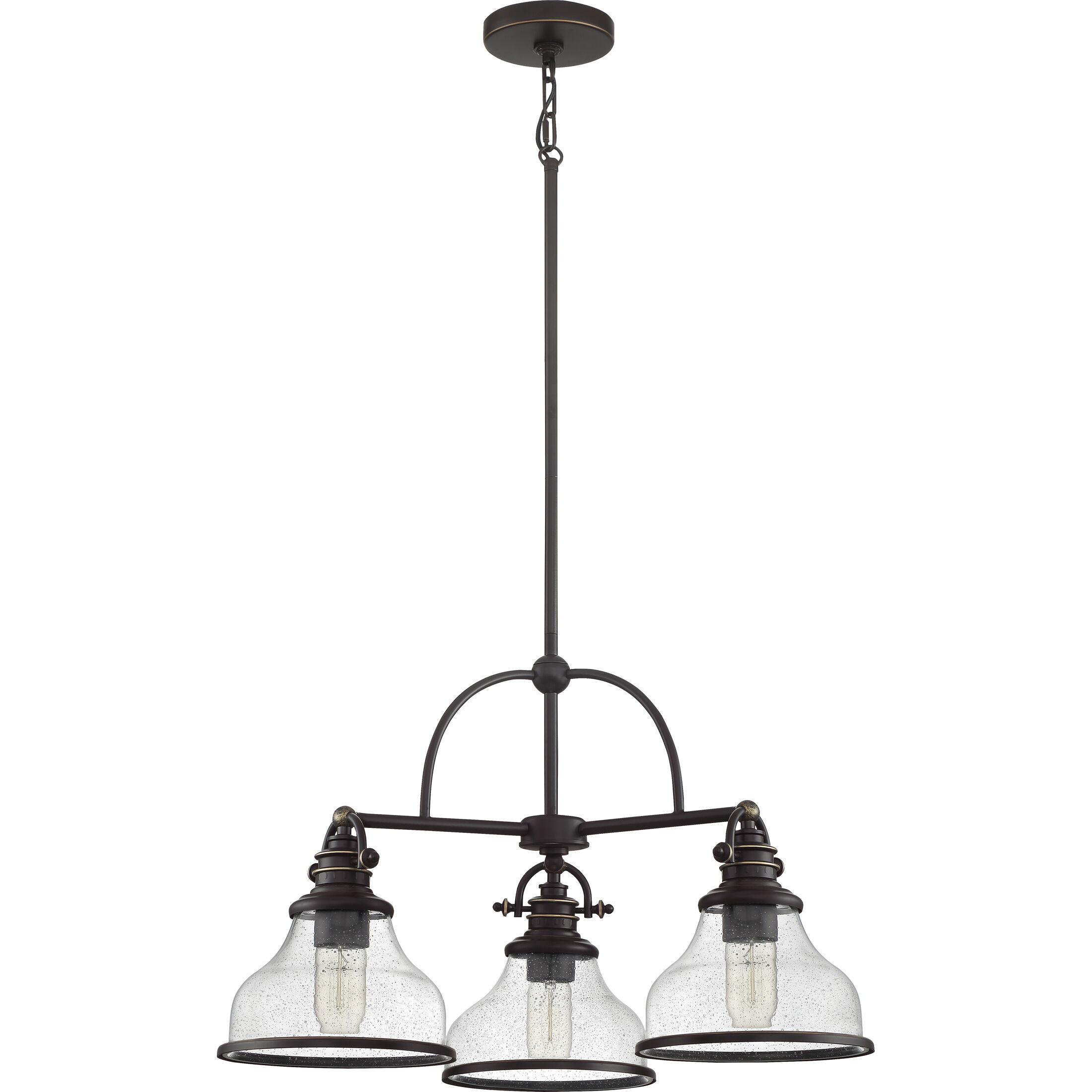 Grant 3 Light 24 inch Palladian Bronze Dinette Chandelier Ceiling Light with Seedy Glass Shades