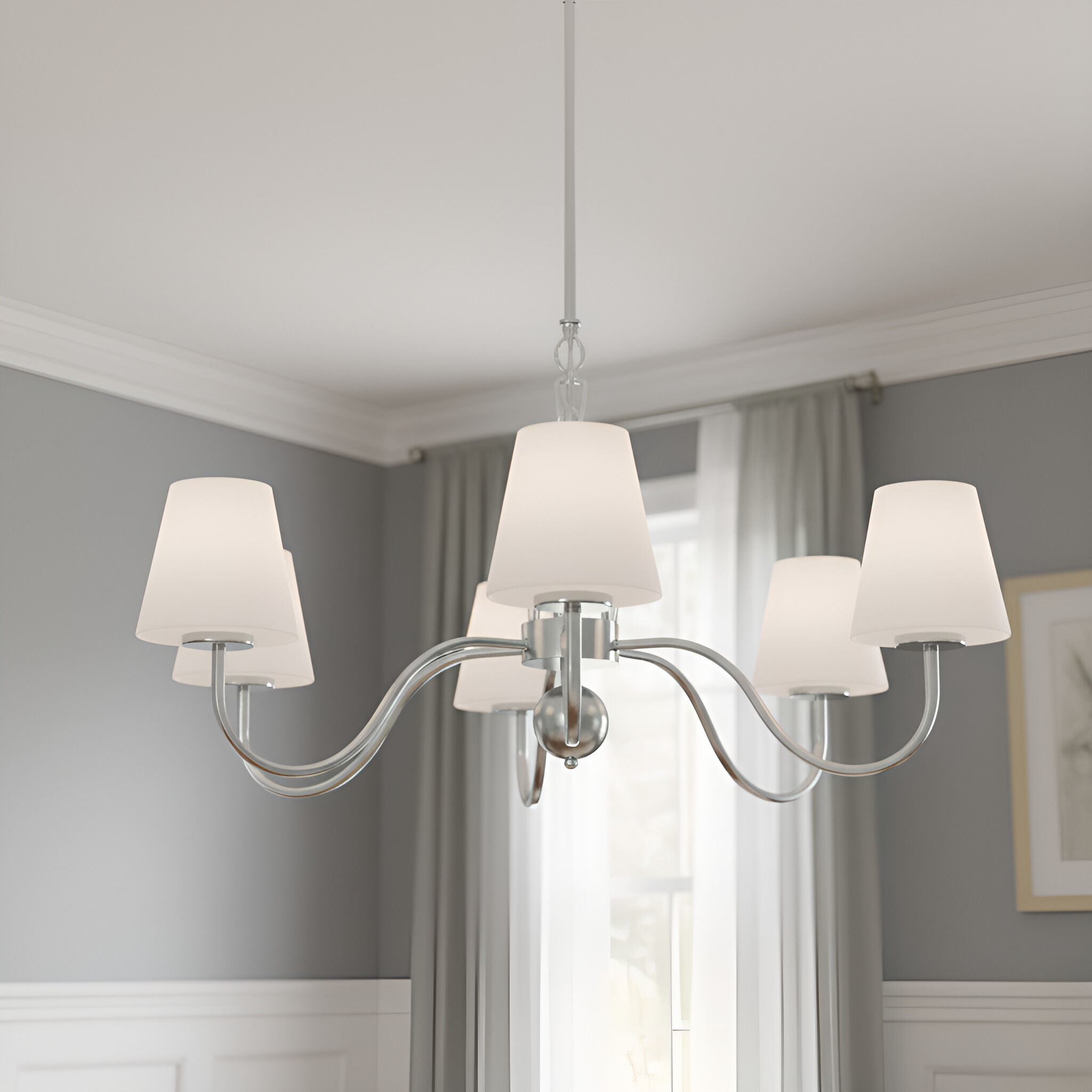 Stone 5 Light 35 inch Polished Chrome Chandelier Ceiling Light