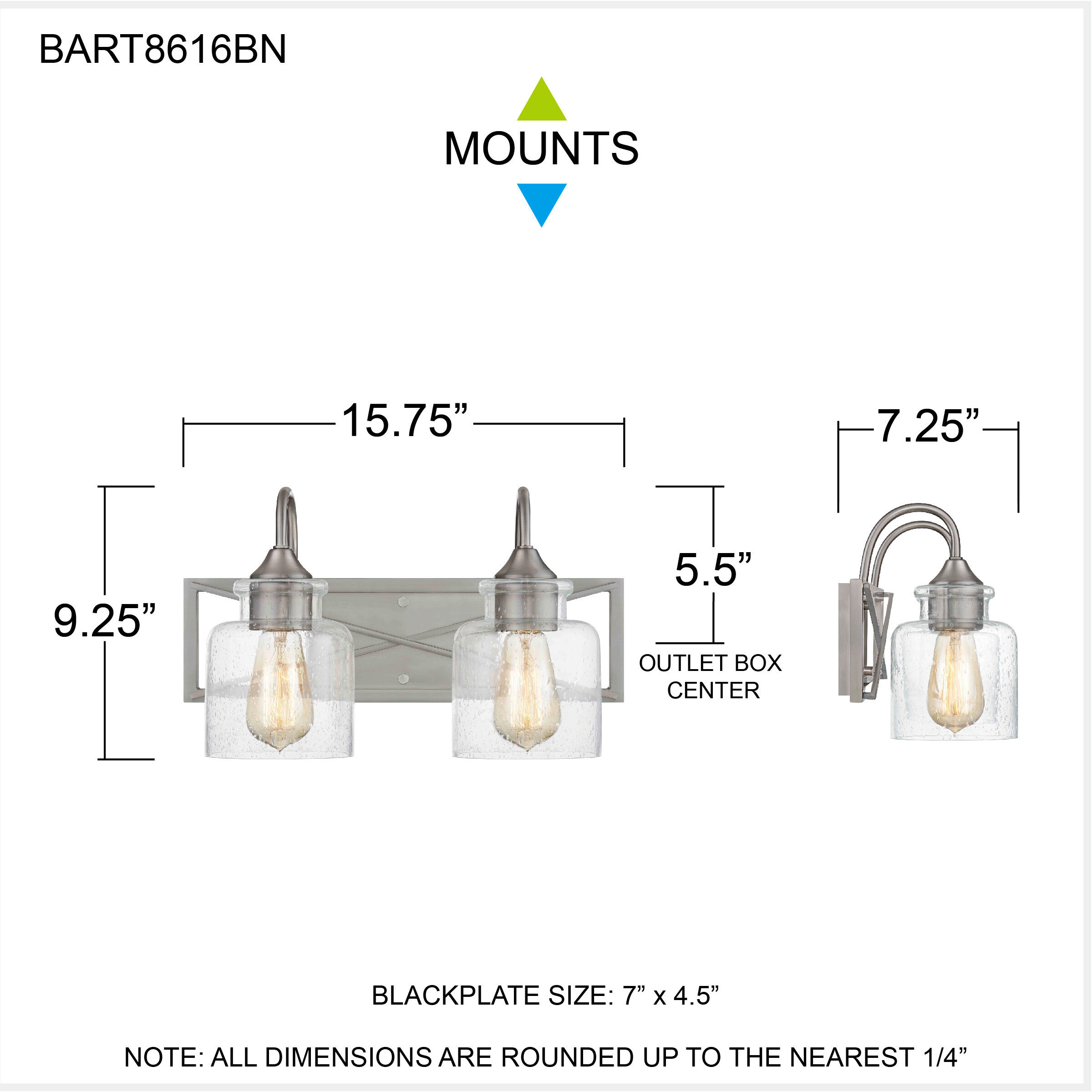Bartley 2 Light 16 inch Brushed Nickel Bath Light Wall Light