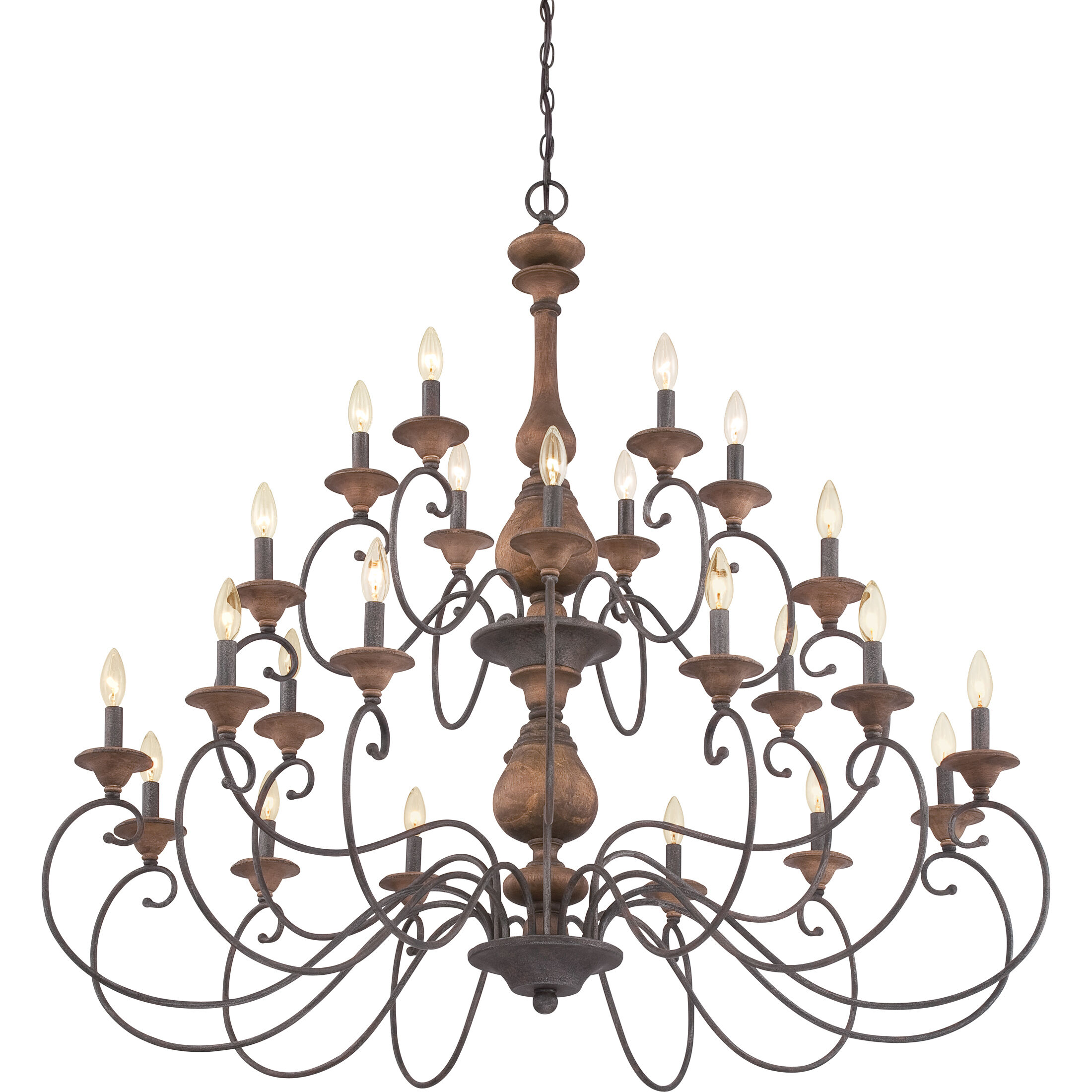 Auburn 24 Light 48 inch Rustic Black Foyer Chandelier Ceiling Light