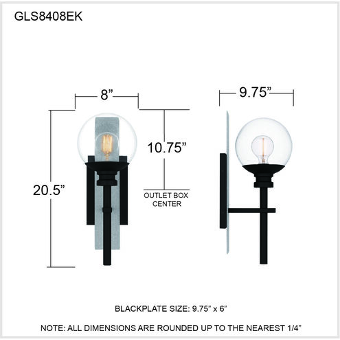 Gladstone 1 Light 21 inch Earth Black Outdoor Wall Lantern