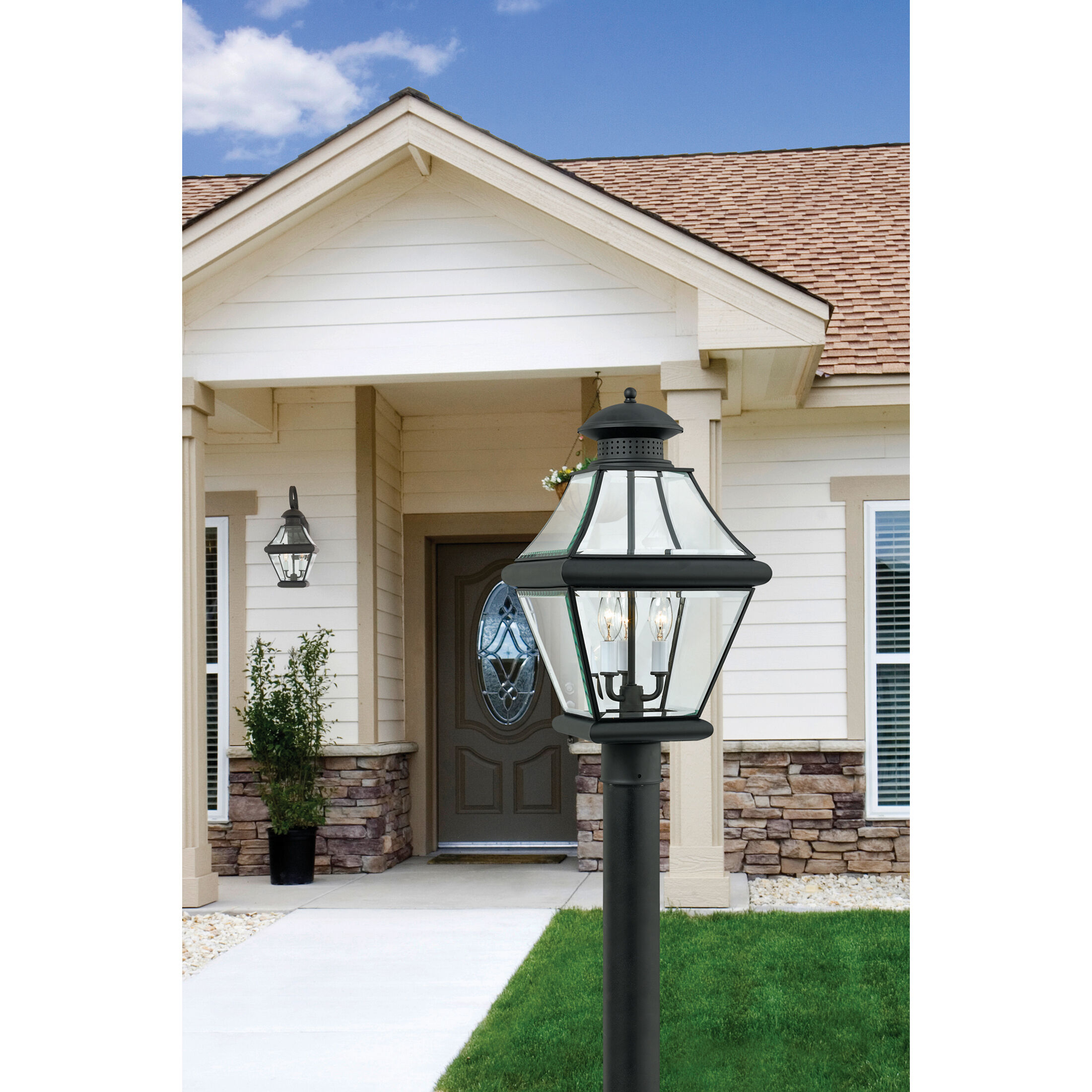 Rutledge 3 Light 21 inch Mystic Black Outdoor Post Lantern