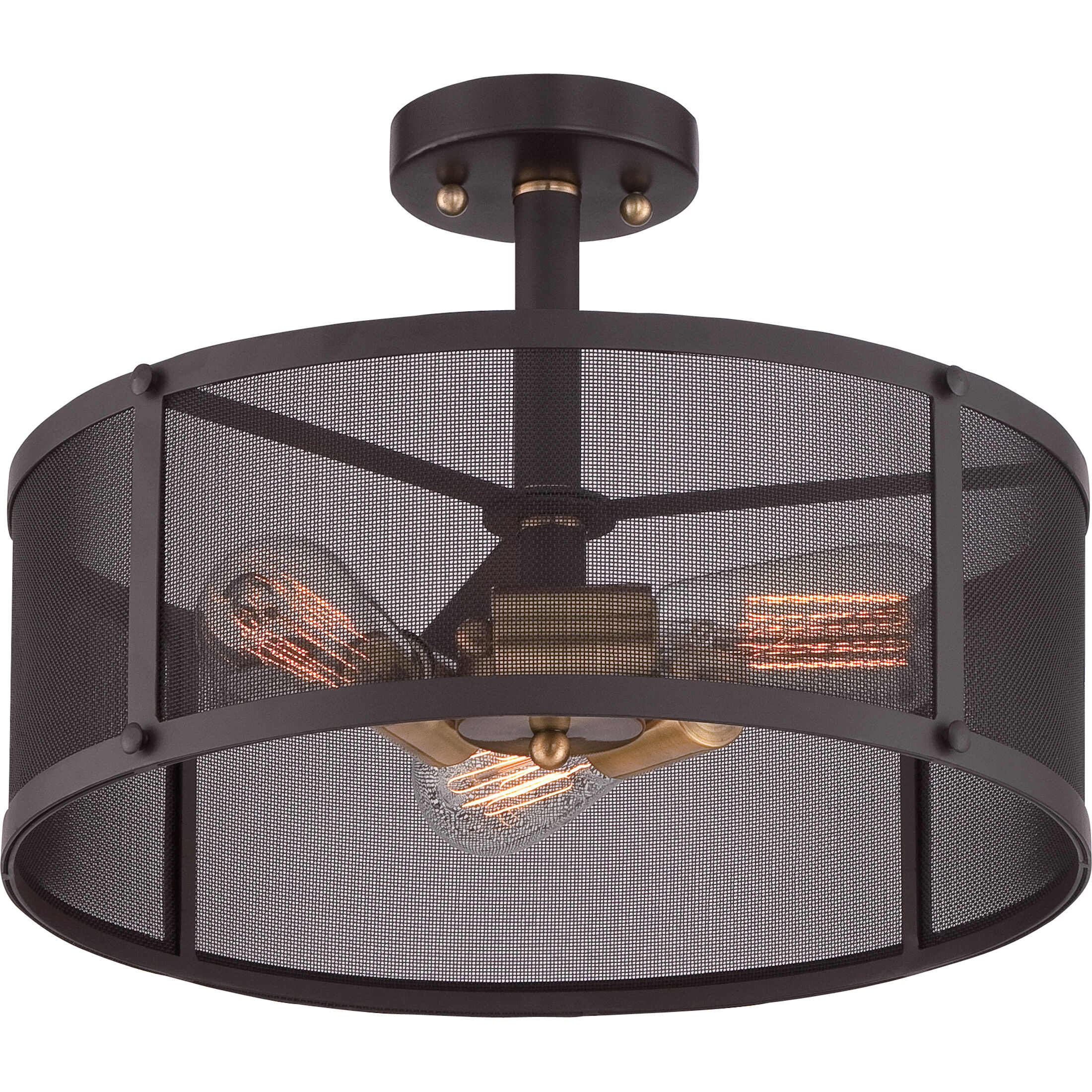 Union Station 3 Light 16 inch Western Bronze Semi-Flush Mount Ceiling Light