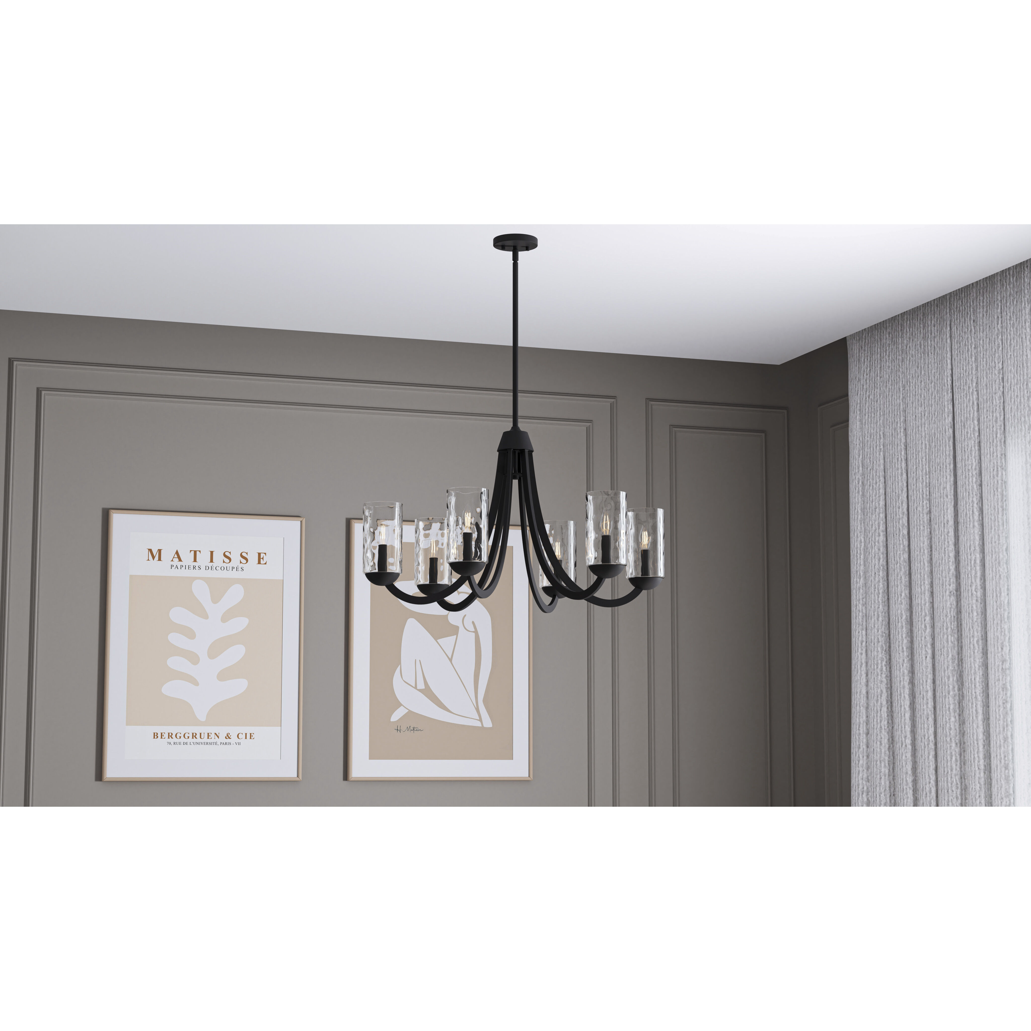 Allard 6 Light 32 inch Matte Black Chandelier Ceiling Light