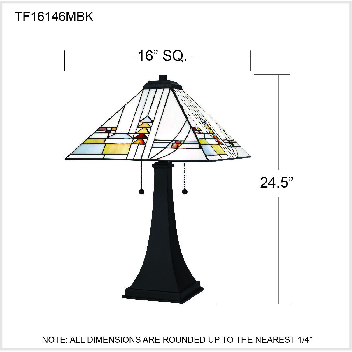 Winchester 24.25 inch 75.00 watt Matte Black Table Lamp Portable Light, Tiffany