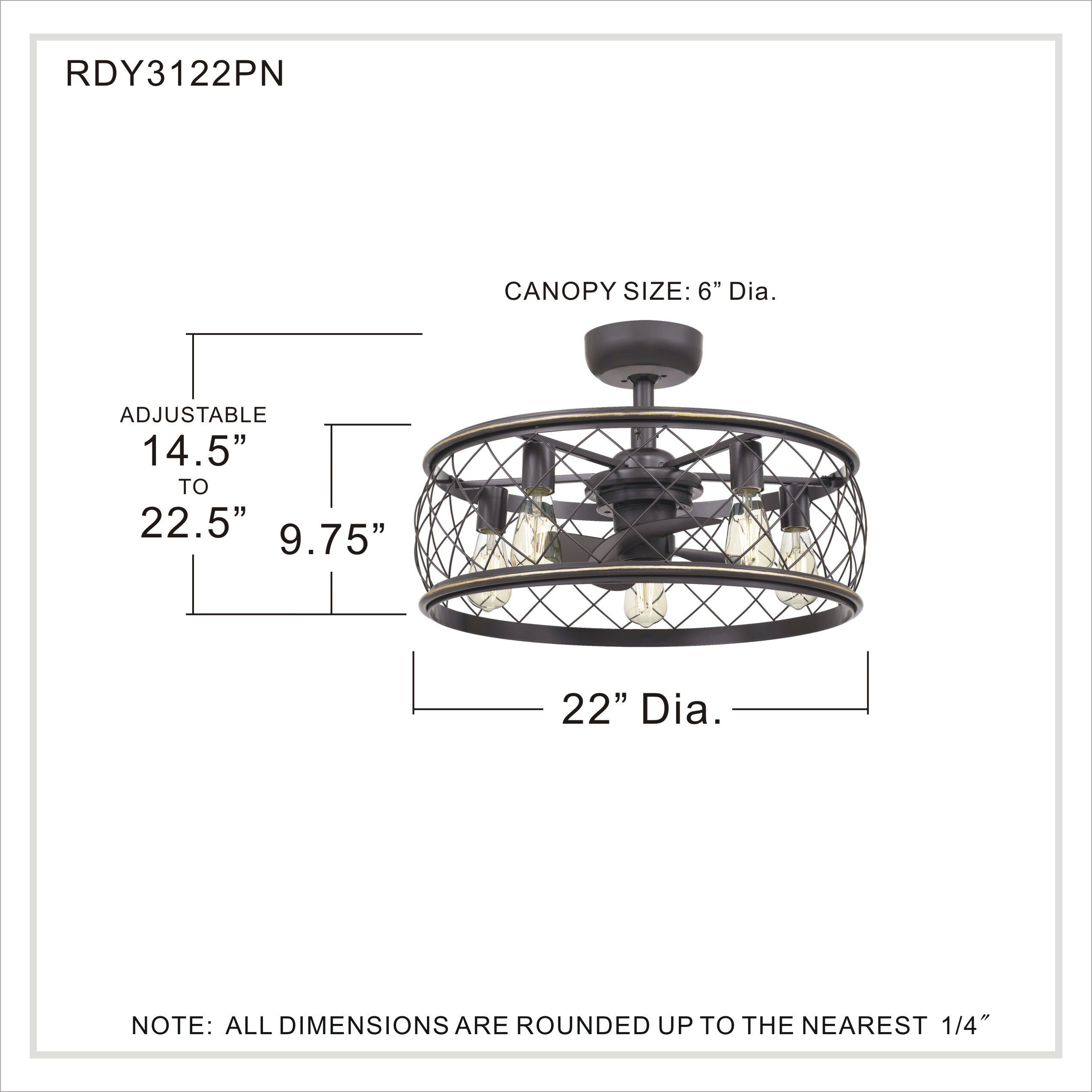 Dury 22 inch Palladian Bronze with Brown Blades Fandelier