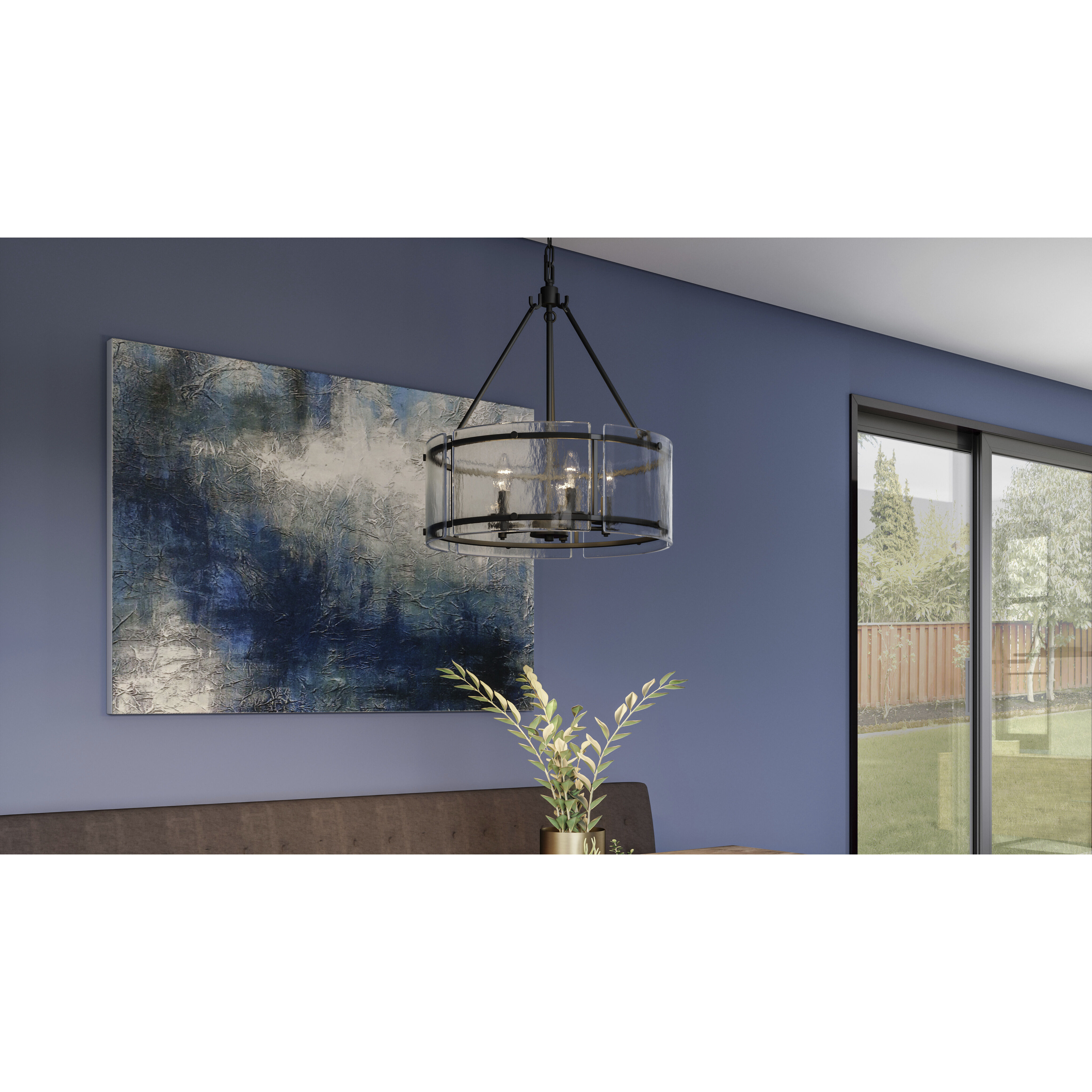 Fortress 5 Light 20.5 inch Earth Black Pendant Ceiling Light