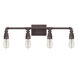 Squire 4 Light 31 inch Rustic Black Bath Light Wall Light