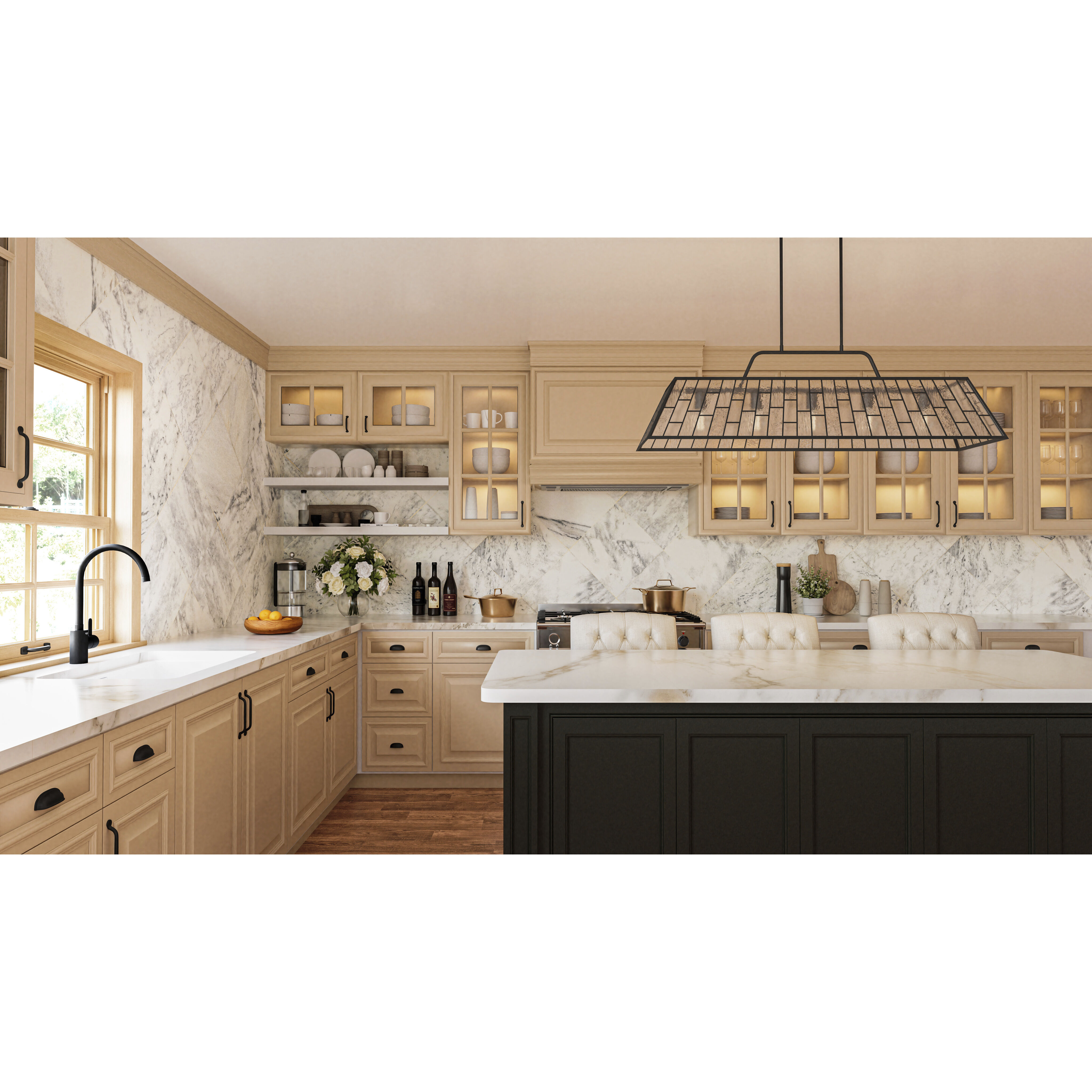 Rainier 5 Light 48 inch Matte Black Linear Chandelier Ceiling Light, Large