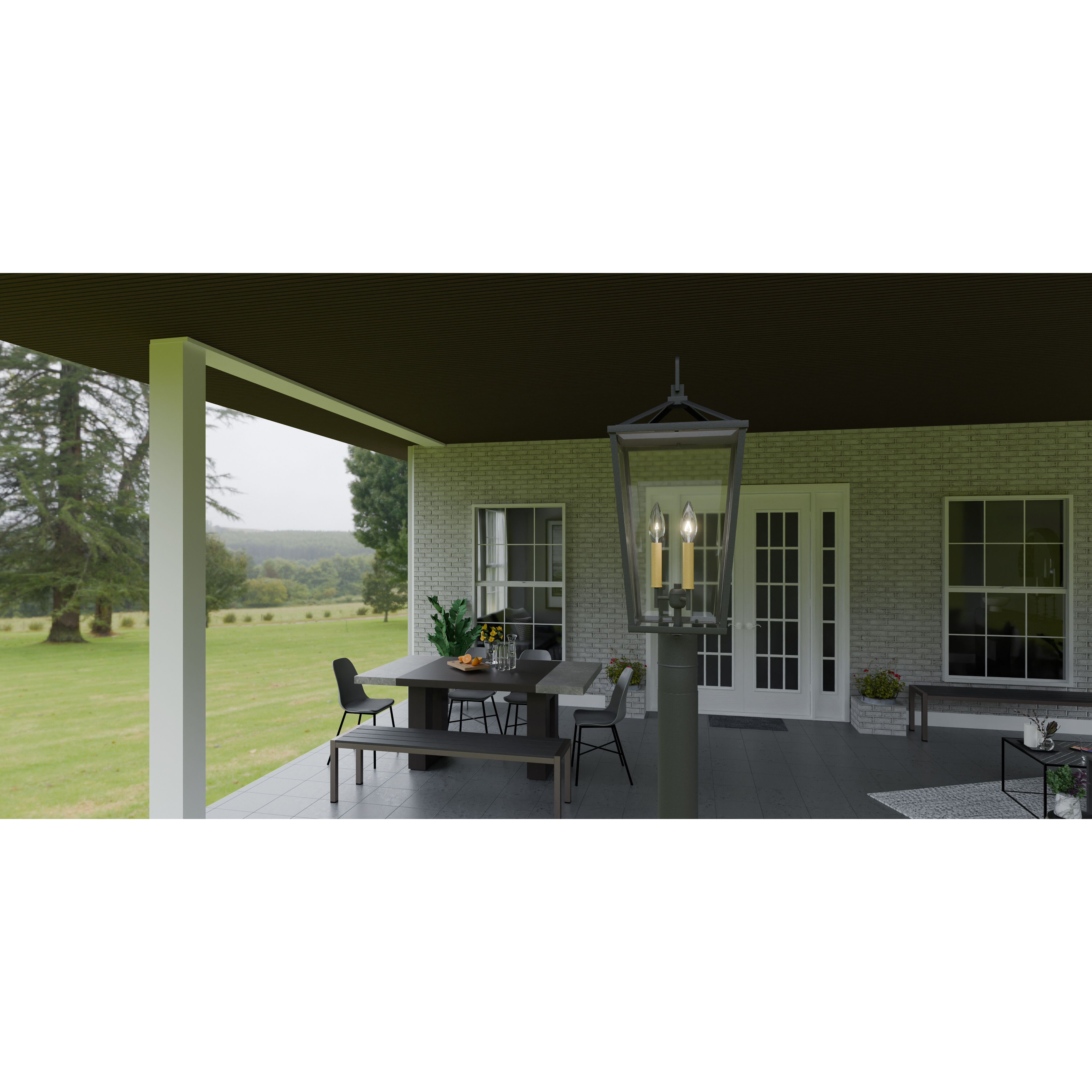 Hull 3 Light 9.5 inch Matte Black Outdoor Lantern, Large