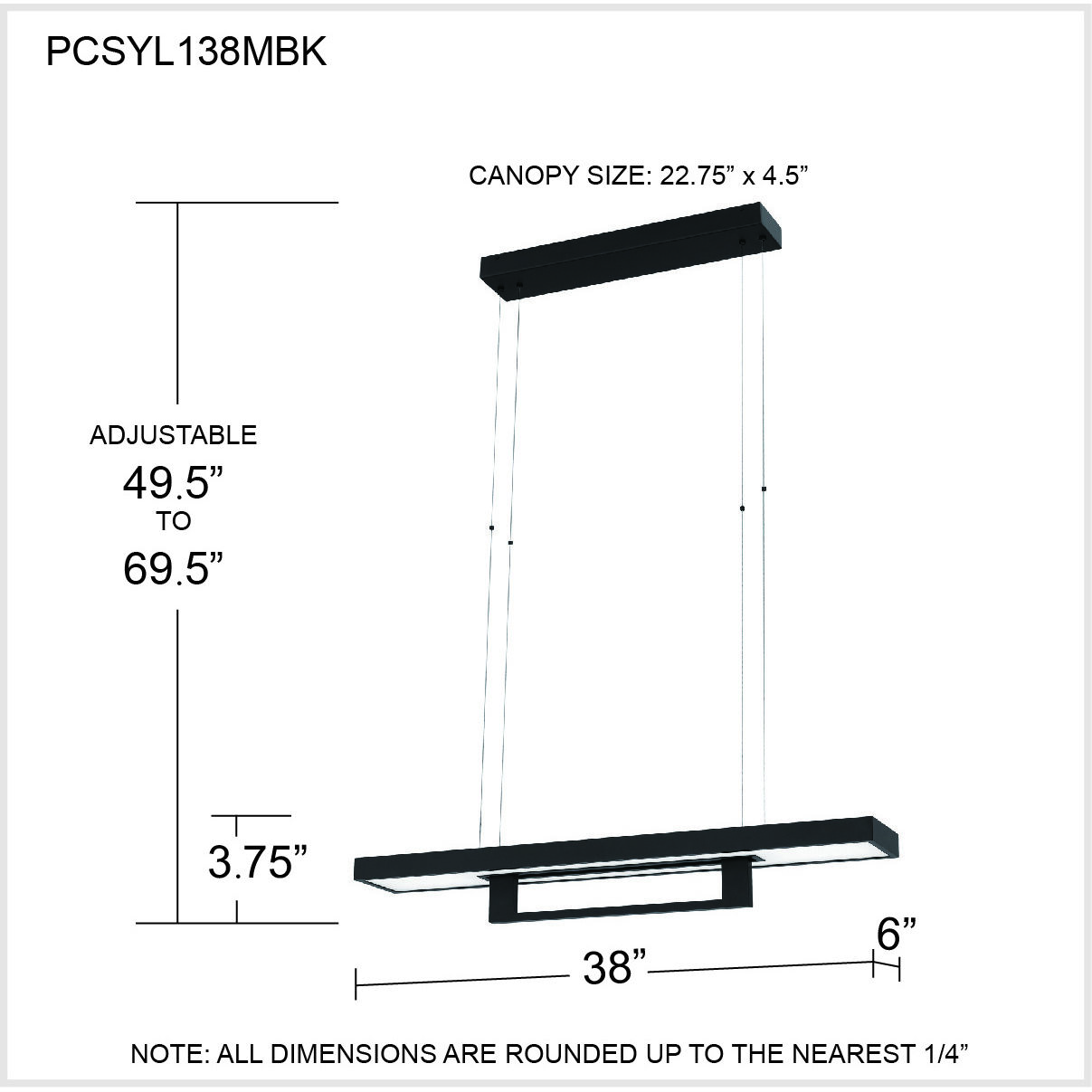 Sylvanus LED 38 inch Matte Black Island Light Ceiling Light