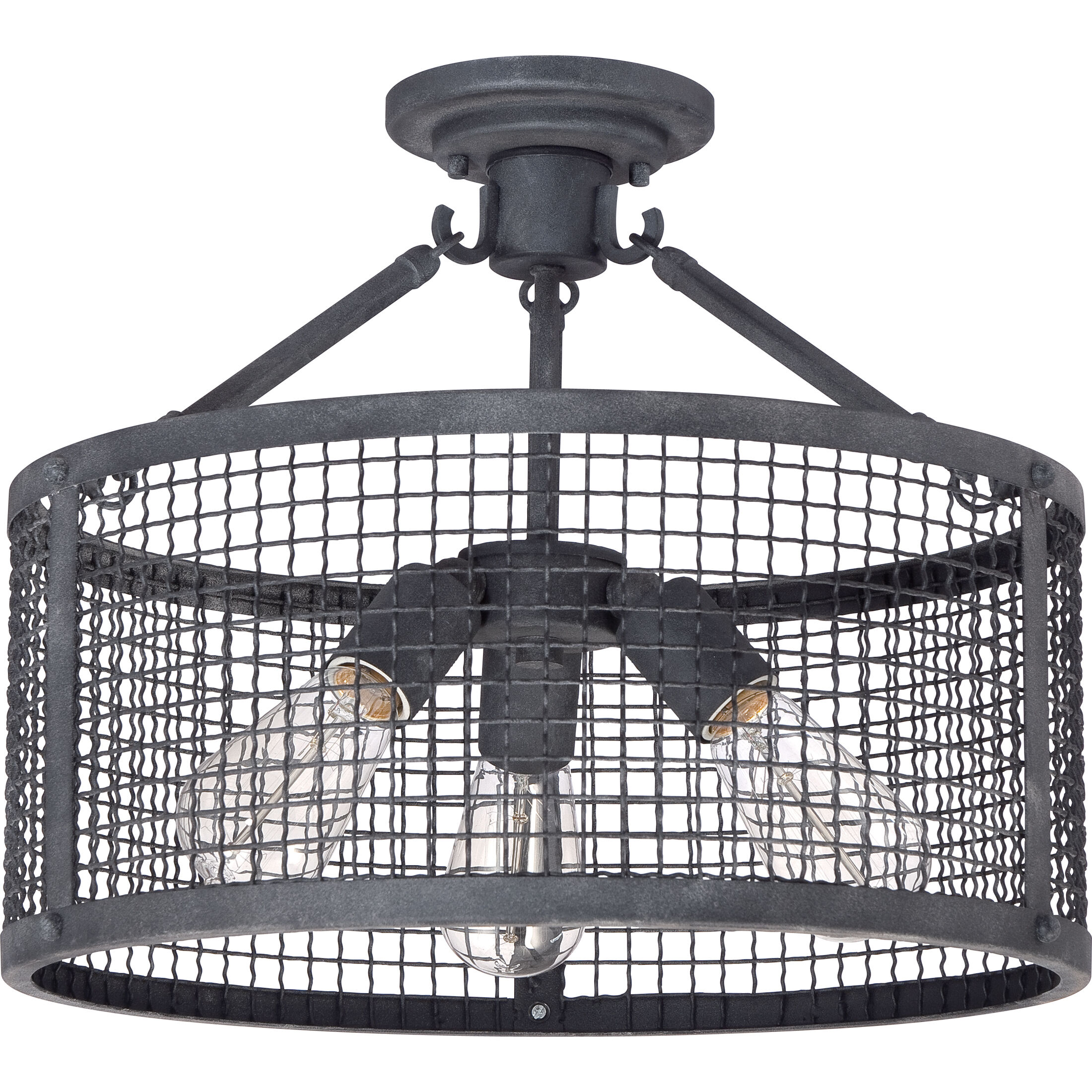 Wilder 3 Light 16 inch Mottled Black Semi-Flush Mount Ceiling Light
