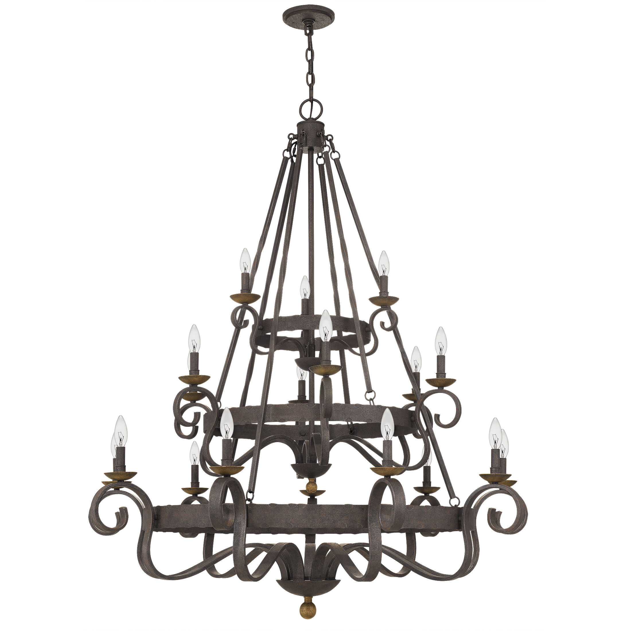 Noble 18 Light 48 inch Rustic Black Chandelier Ceiling Light