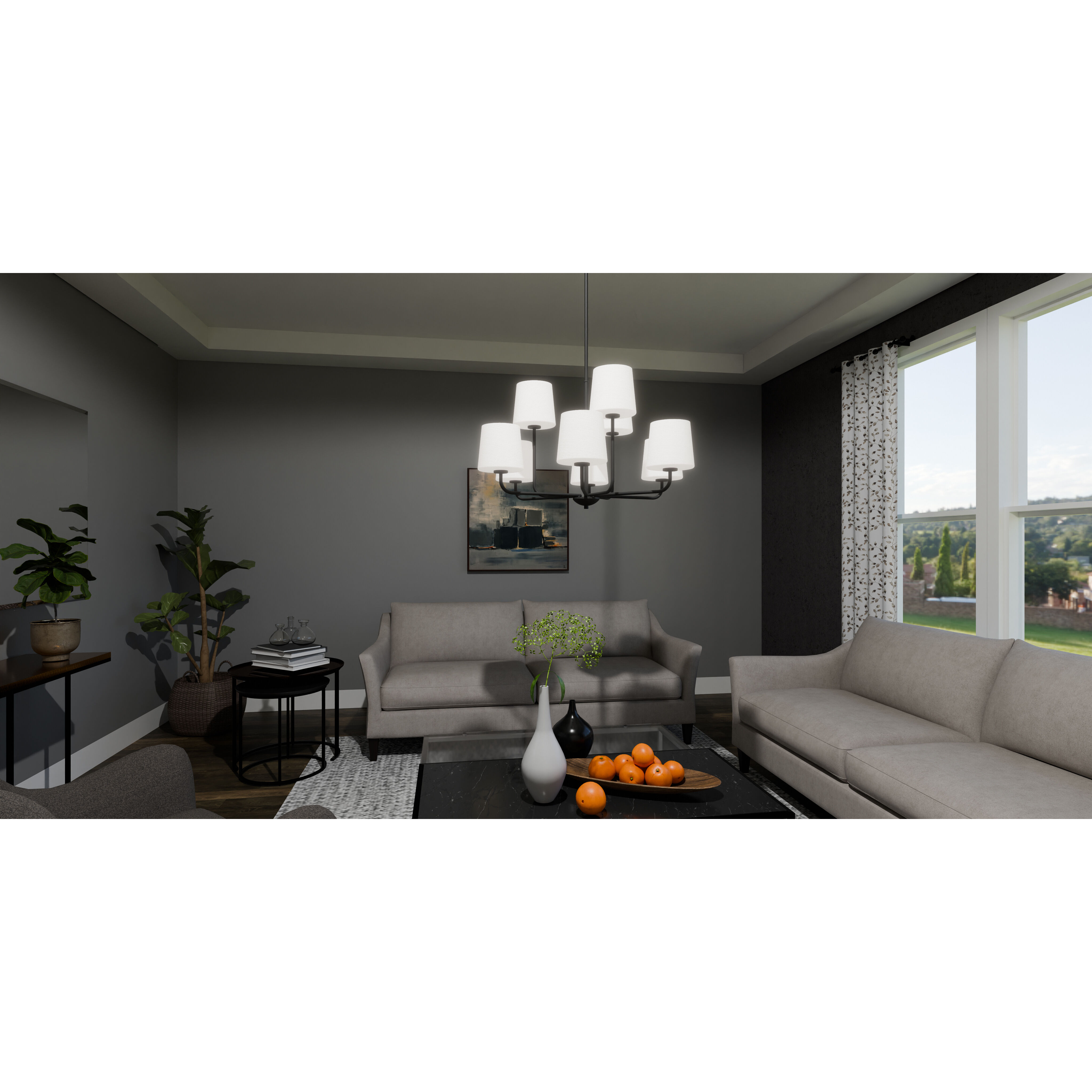 Gallagher 9 Light 32 inch Matte Black Chandelier Ceiling Light