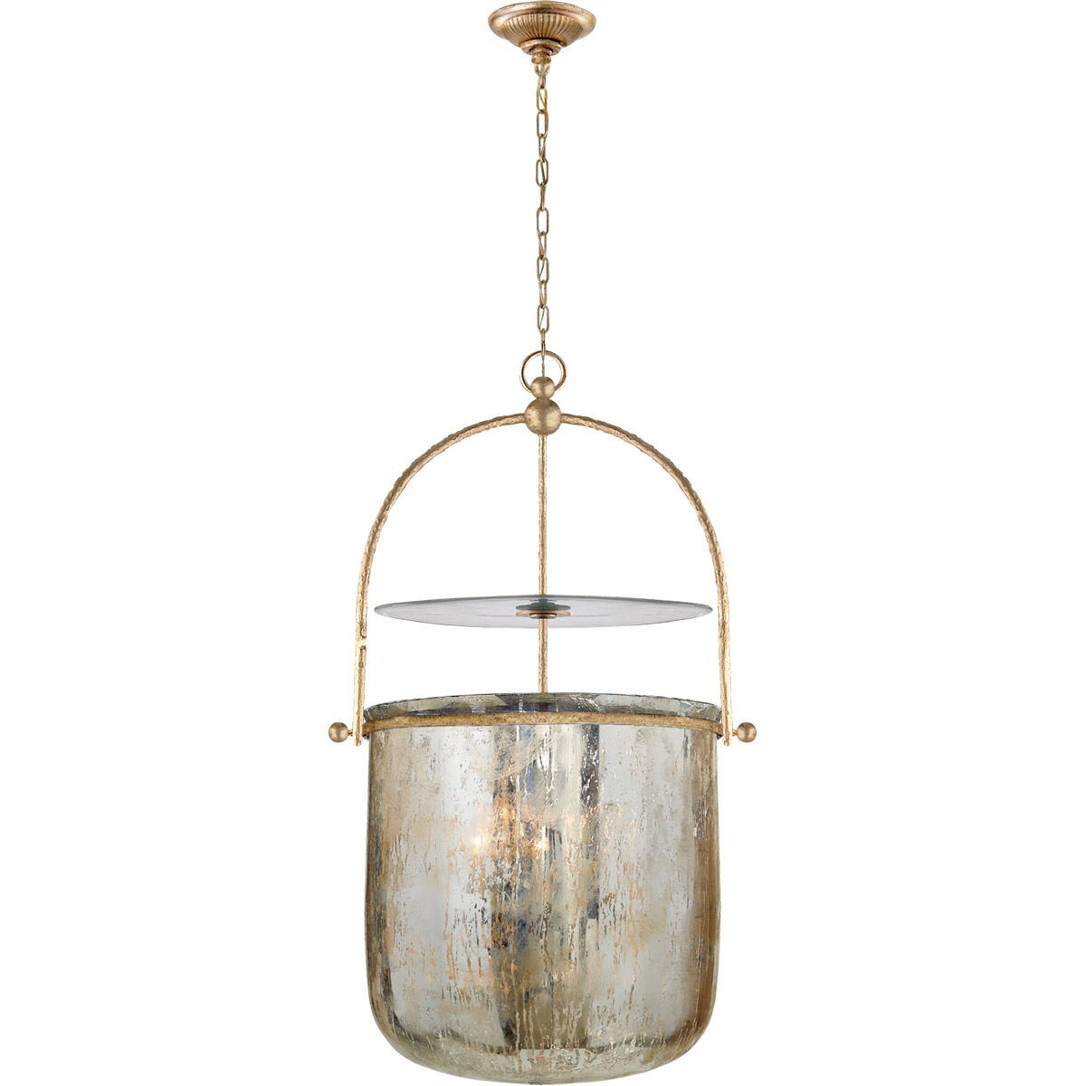 Chapman & Myers Lorford 4 Light 20 inch Gilded Iron Bell Lantern Pendant Ceiling Light in Mercury Glass