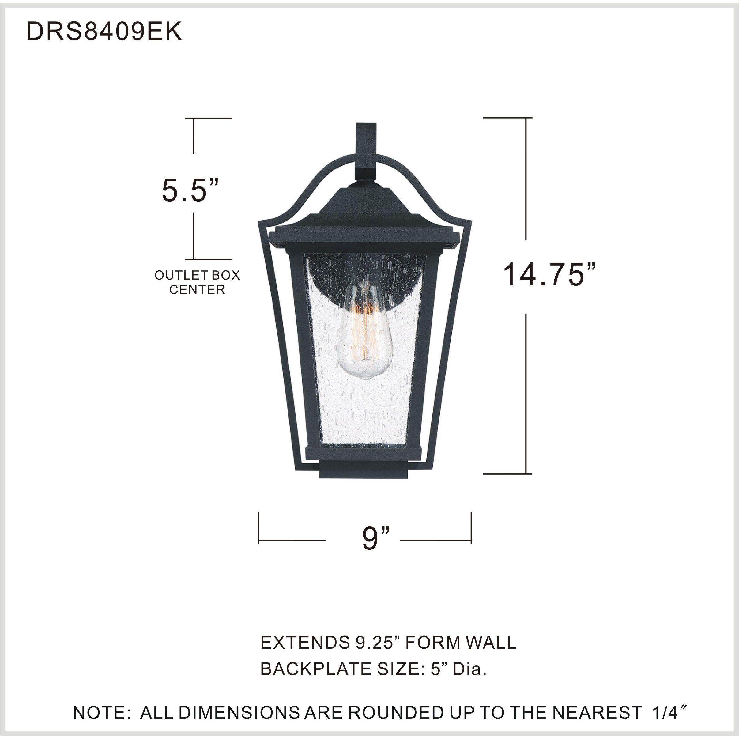 Darius 1 Light 15 inch Earth Black Outdoor Wall Light