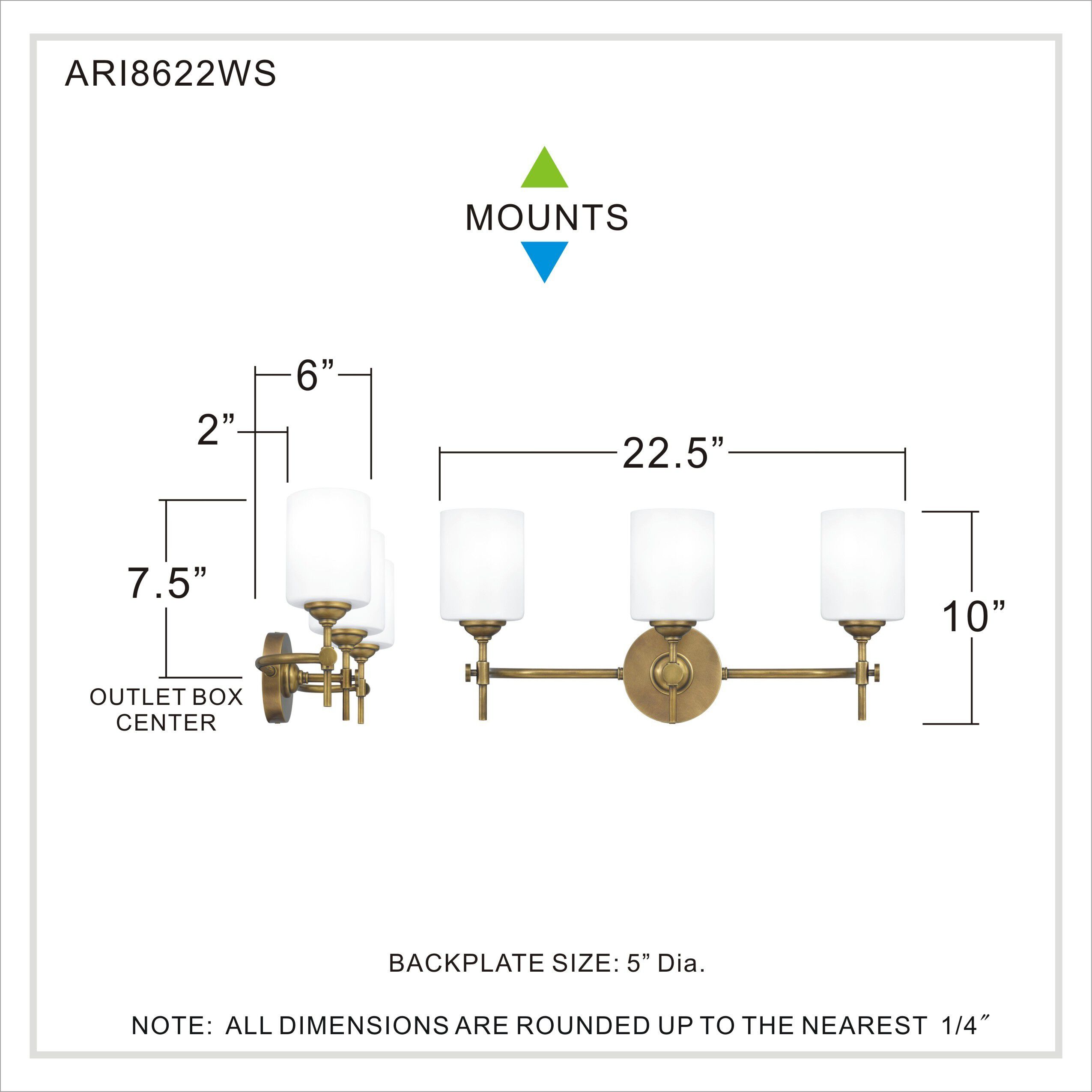Quoizel ARI8622WS Aria 3 Light 23 inch Weathered Brass Bath
