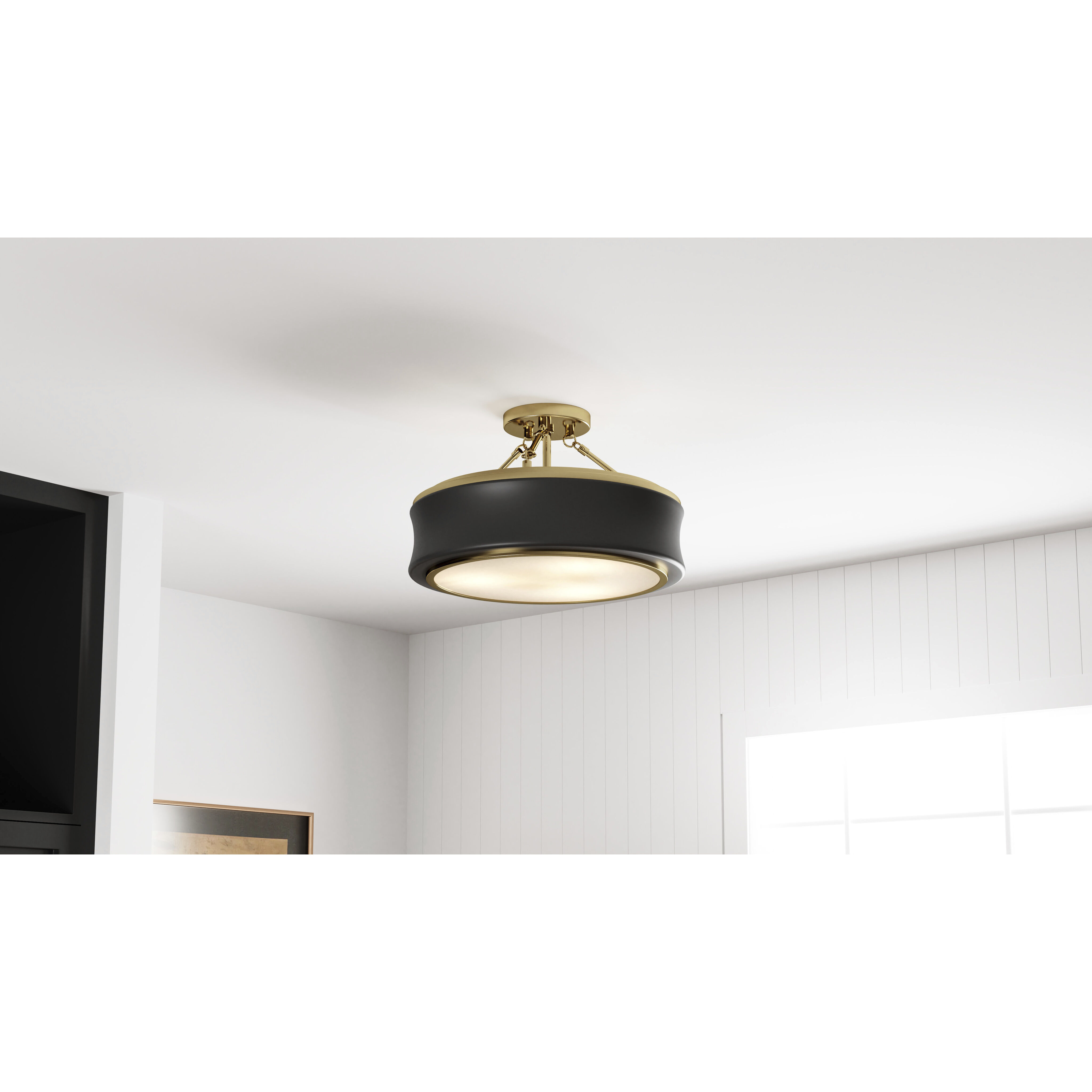 Dylan 3 Light 16 inch Matte Black Semi-Flush Mount Ceiling Light, Medium