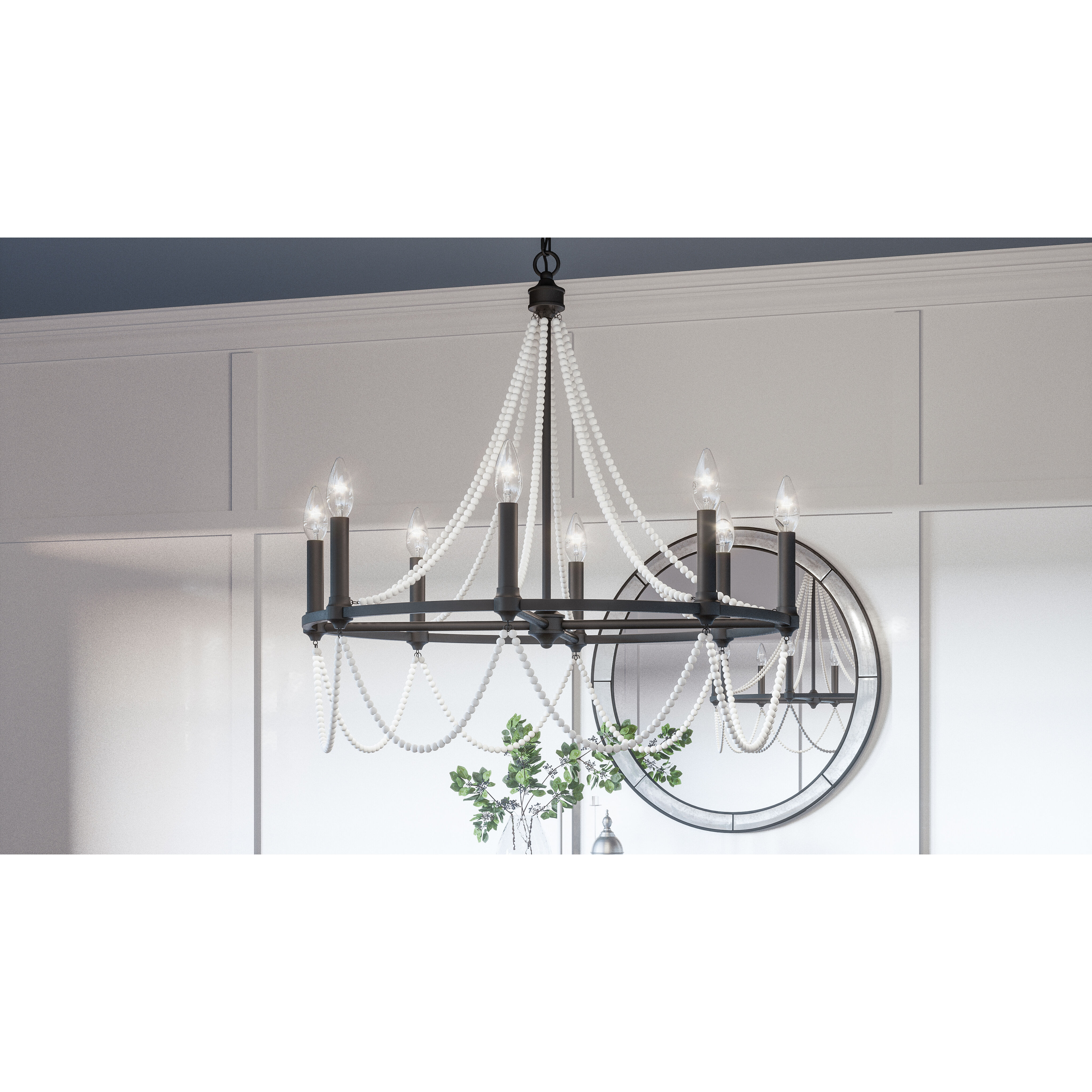 Brigitta 8 Light 30 inch Matte Black Chandelier Ceiling Light