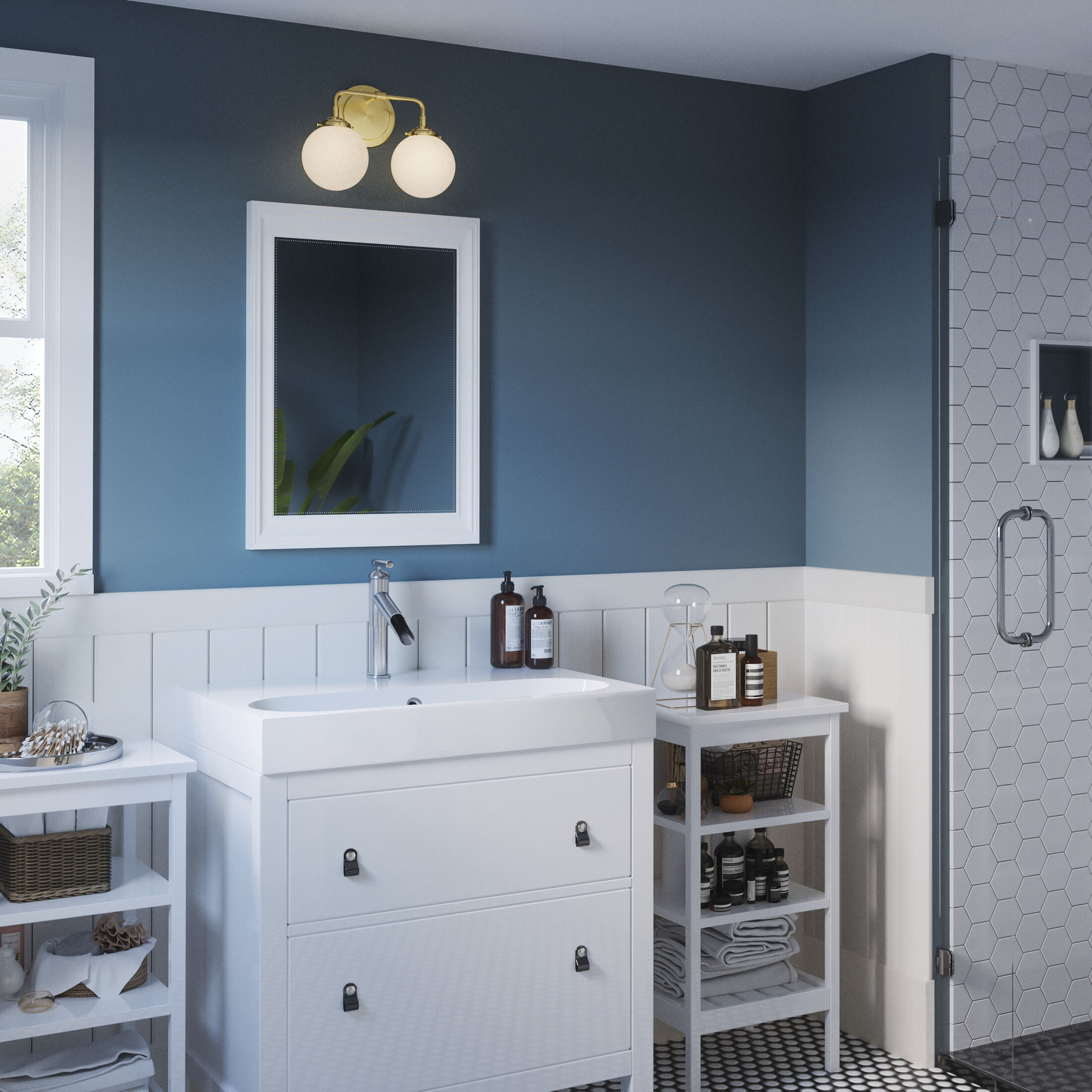 Landry 2 Light 15 inch Satin Brass Bath Light Wall Light 