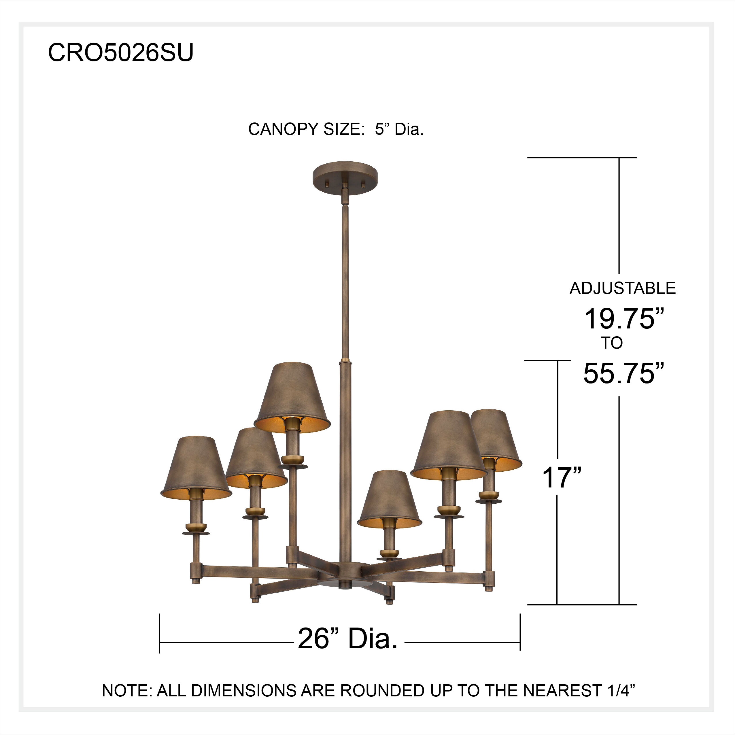 Cross 6 Light 26 inch Statuary Bronze Chandelier Ceiling Light