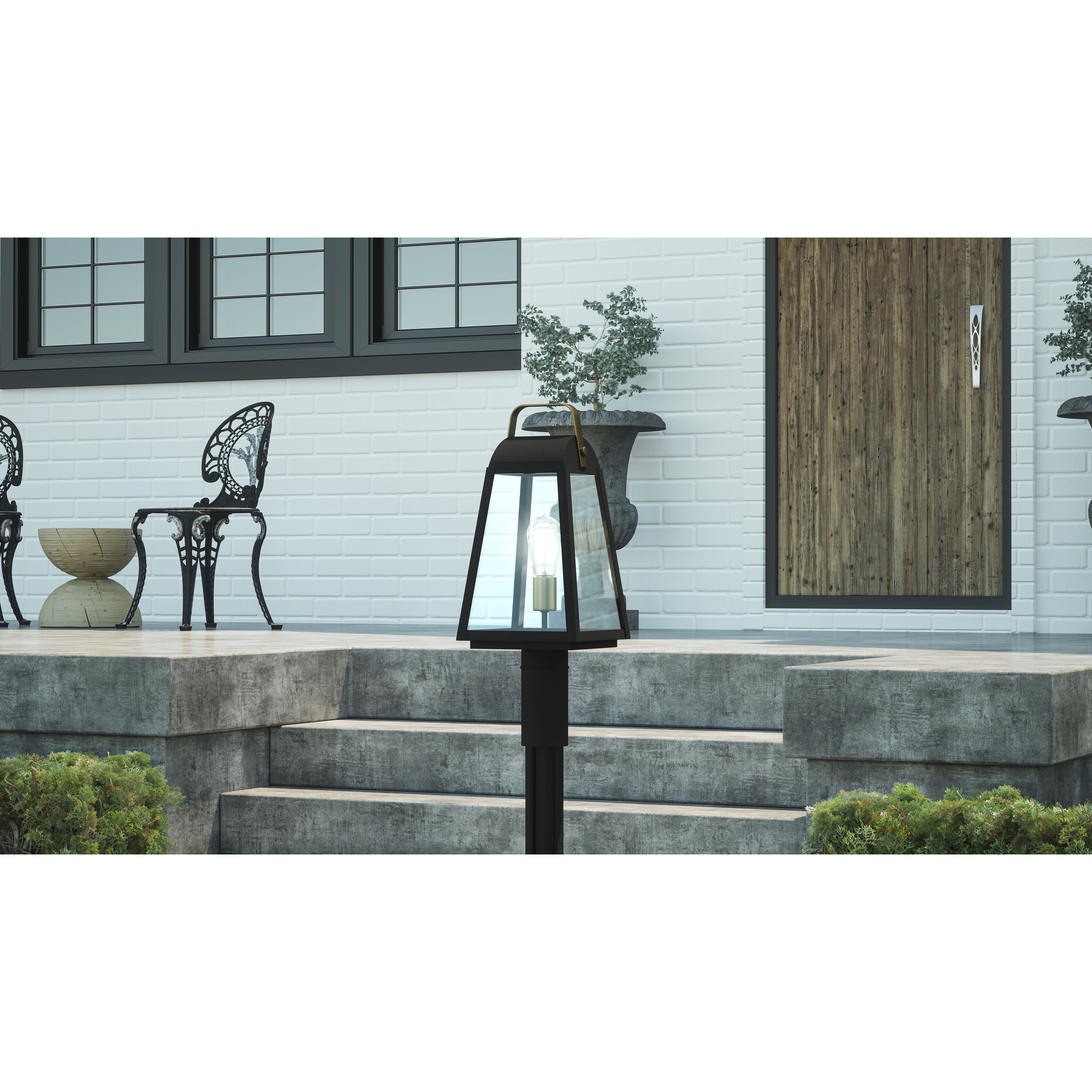 O'Leary 1 Light 17 inch Earth Black Outdoor Post Lantern, Large