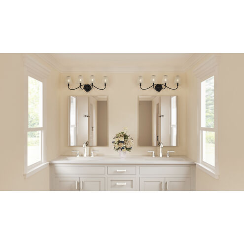 McKinney 4 Light 31 inch Matte Black Bath Light Wall Light