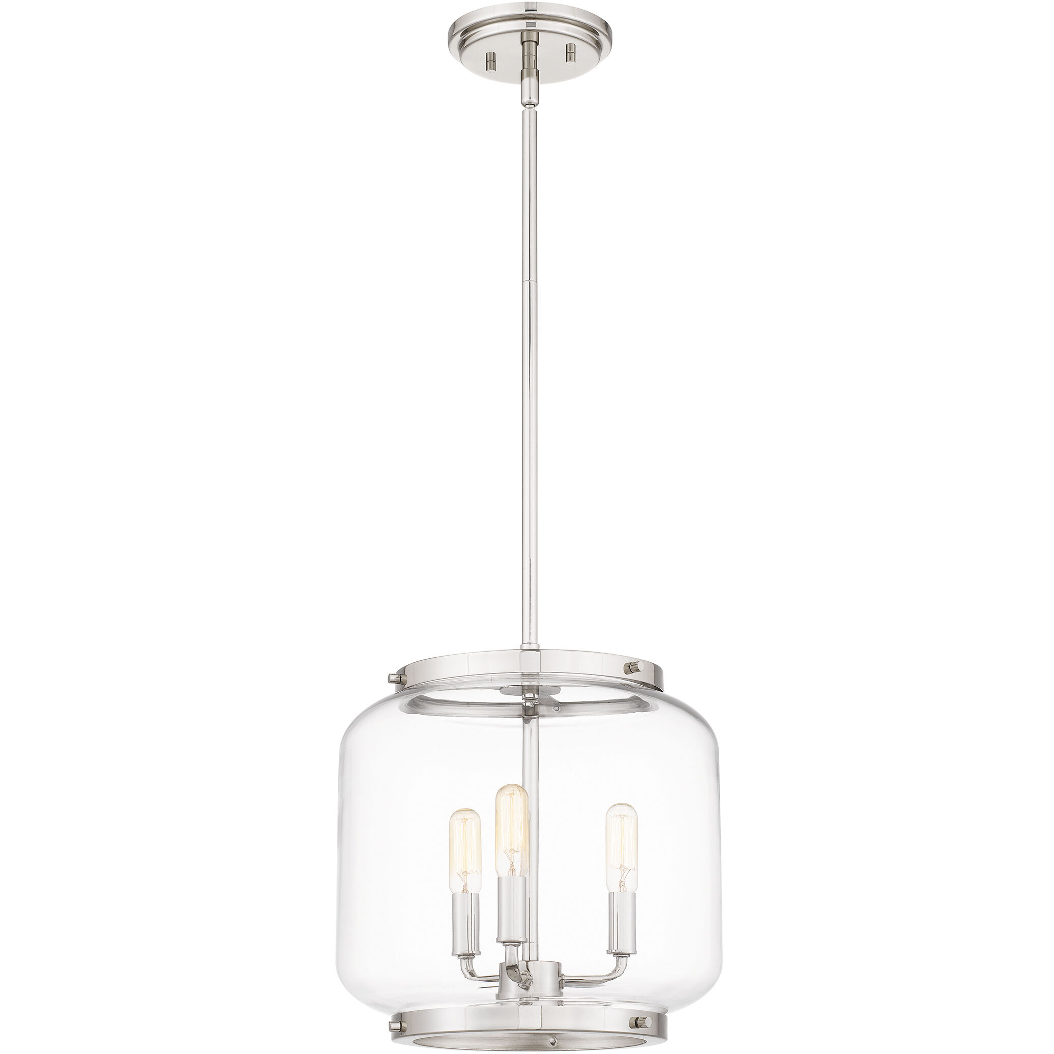 Tapley 3 Light 12 inch Polished Nickel Mini Pendant Ceiling Light, Small