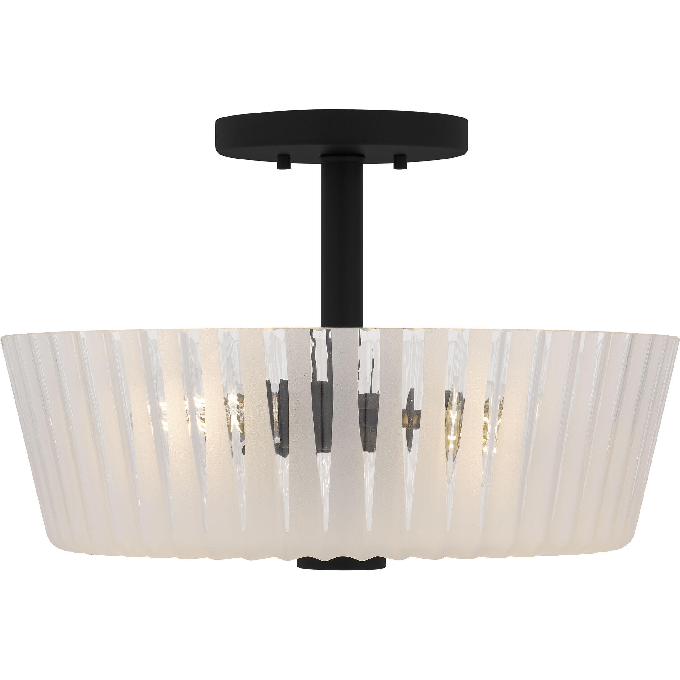 Gray 3 Light 16 inch Matte Black Semi-Flush Mount Ceiling Light, Medium