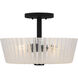 Gray 3 Light 16 inch Matte Black Semi-Flush Mount Ceiling Light, Medium