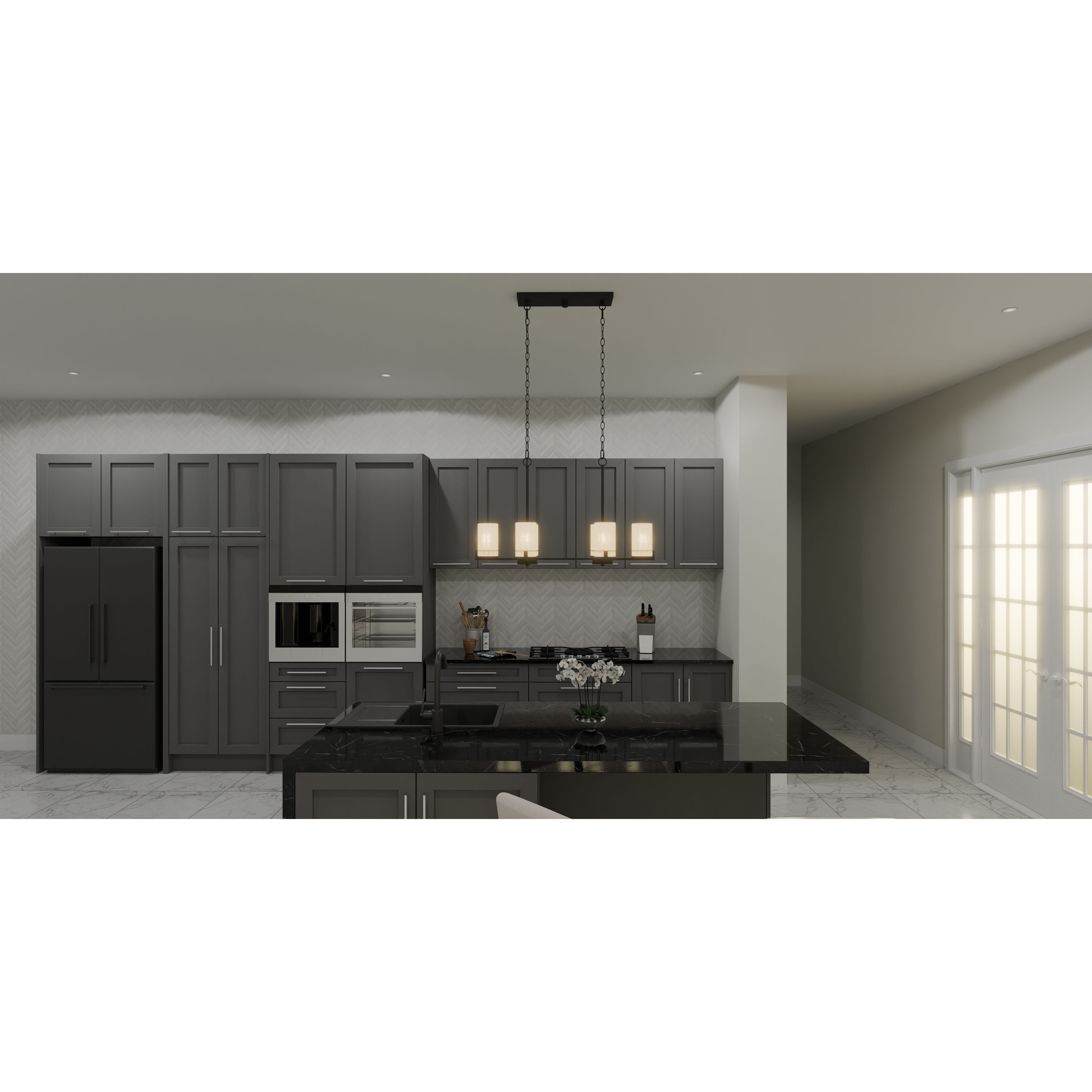 Seymour 6 Light 36 inch Matte Black Island Light Ceiling Light, Medium