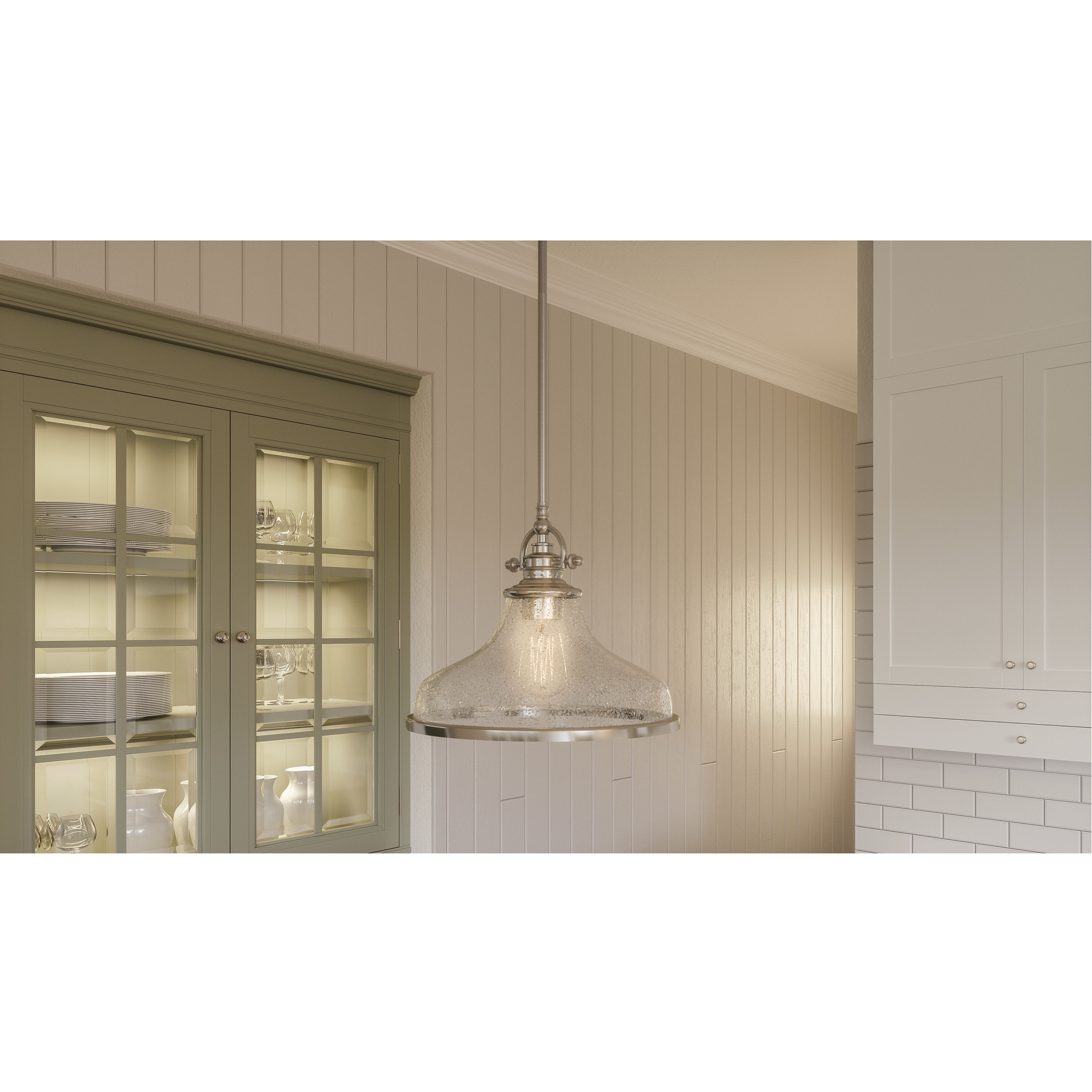 Grant 1 Light 14 inch Brushed Nickel Pendant Ceiling Light