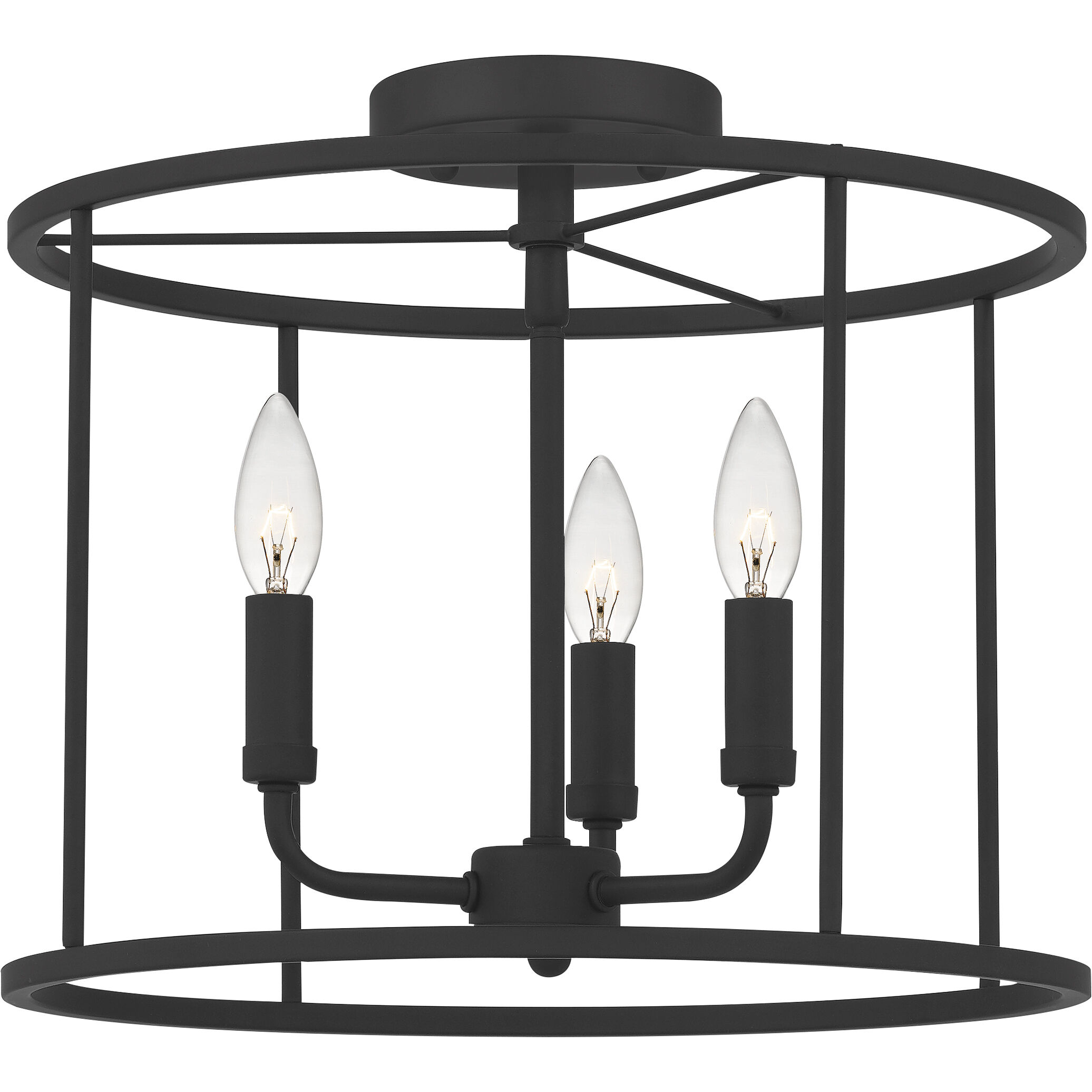 Abner 3 Light 14 inch Matte Black Semi-Flush Mount Ceiling Light