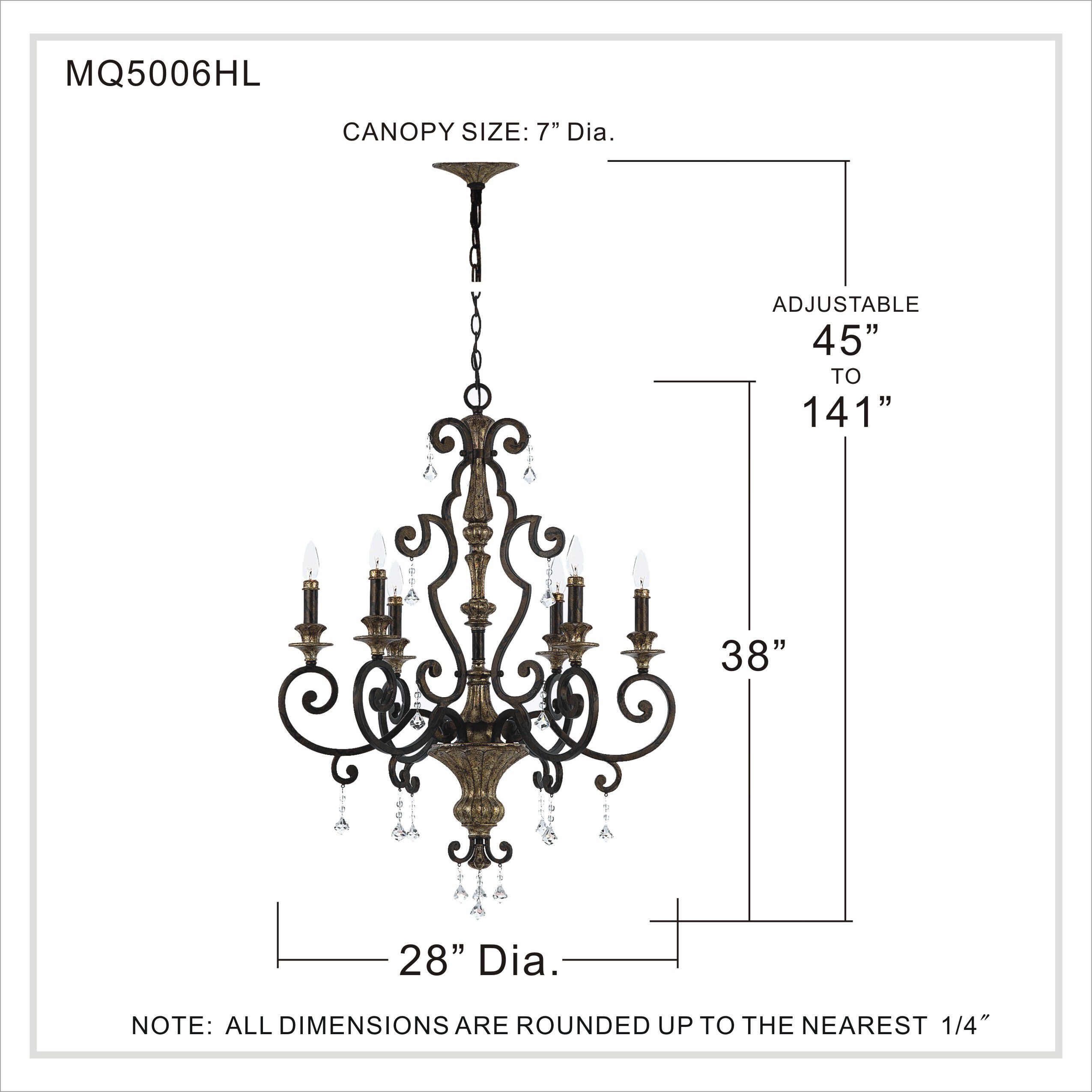 Marquette 6 Light 28 inch Heirloom Chandelier Ceiling Light