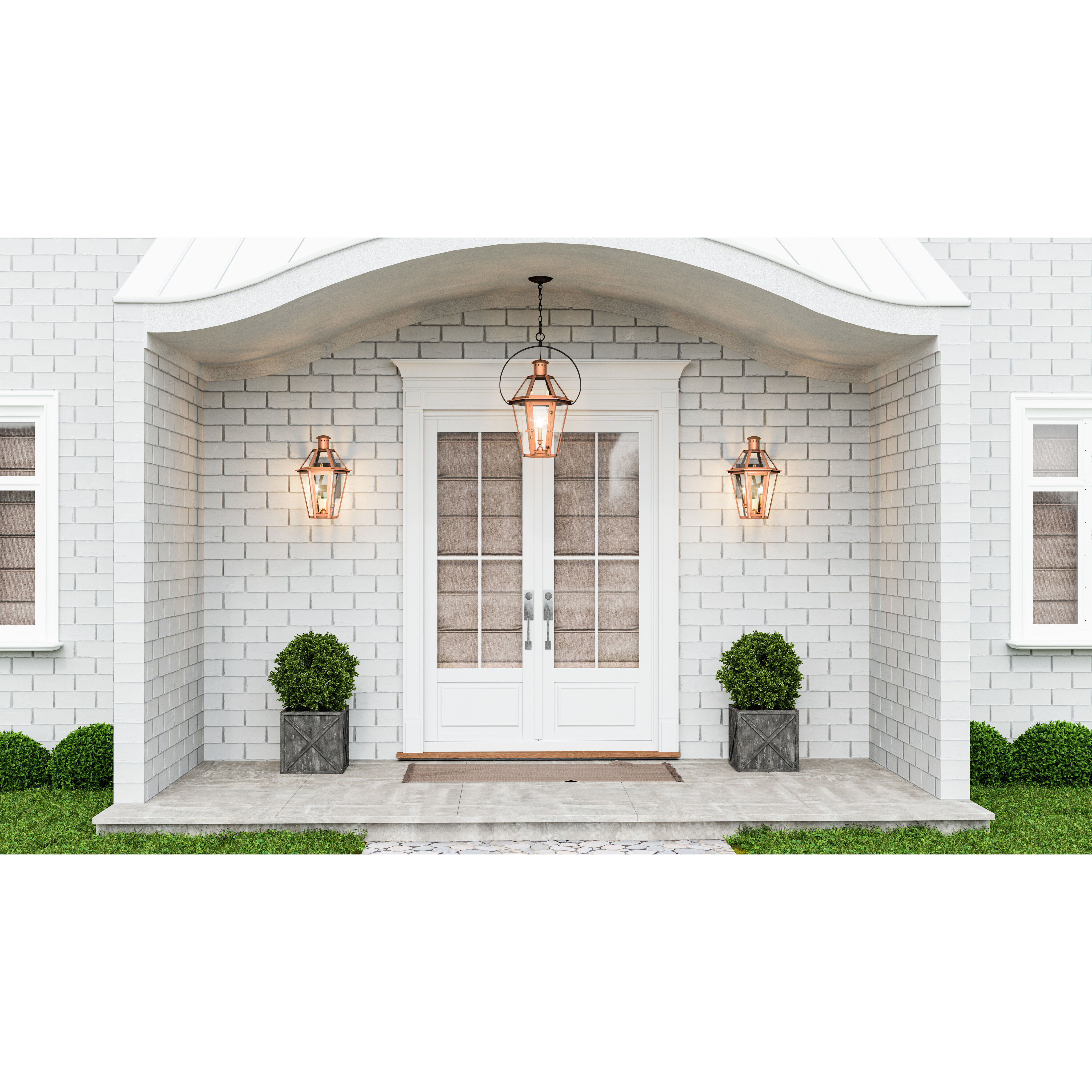 Burdett 3 Light 18 inch Aged Copper Outdoor Hanging Lantern