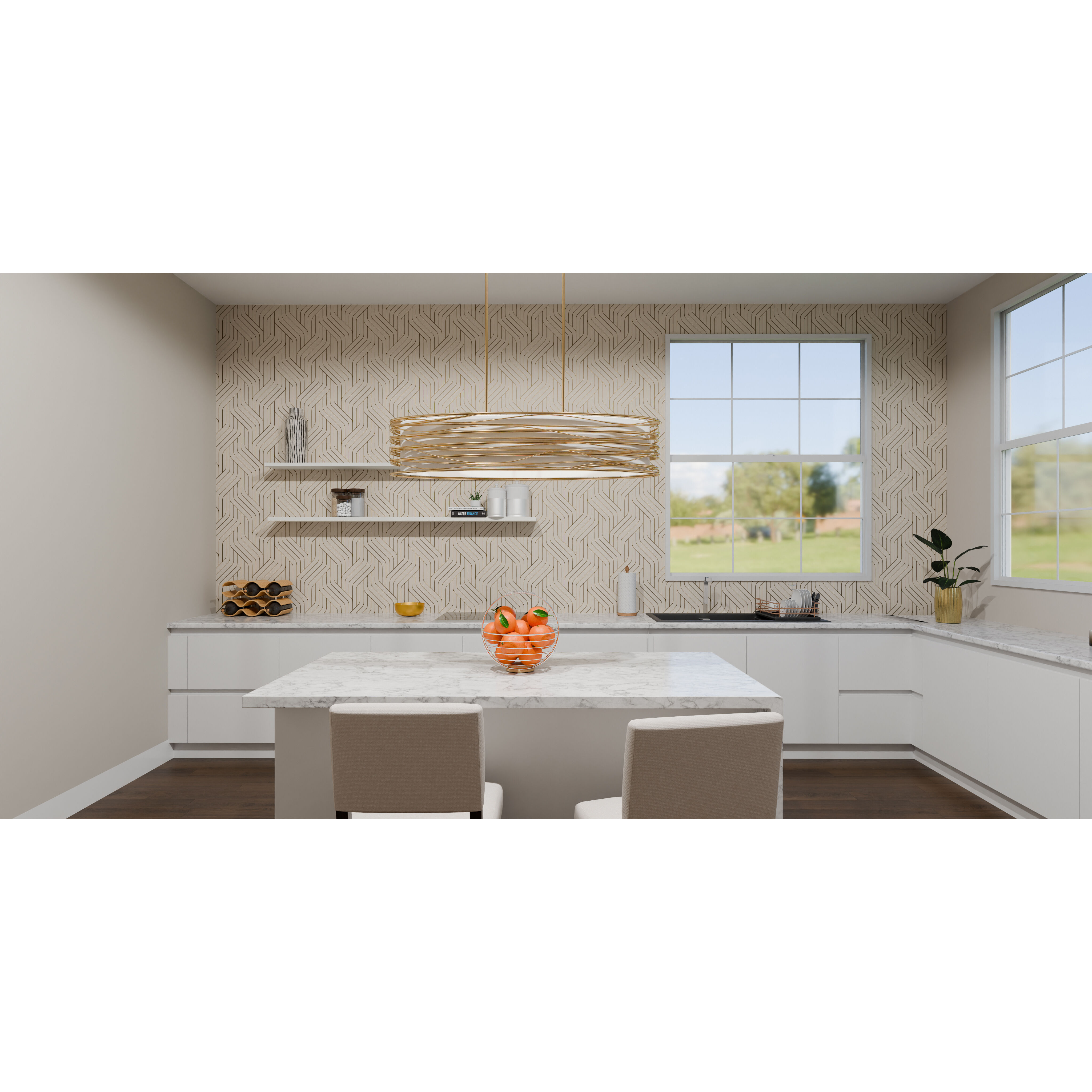 Spiral 5 Light 42 inch Light Gold Island Light Ceiling Light, Medium