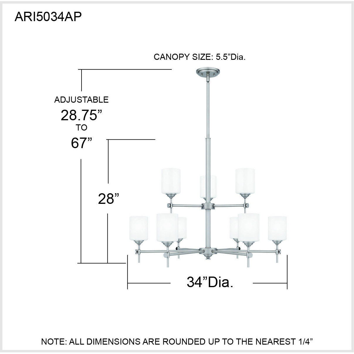 Aria 9 Light 34 inch Antique Polished Nickel Chandelier Ceiling Light