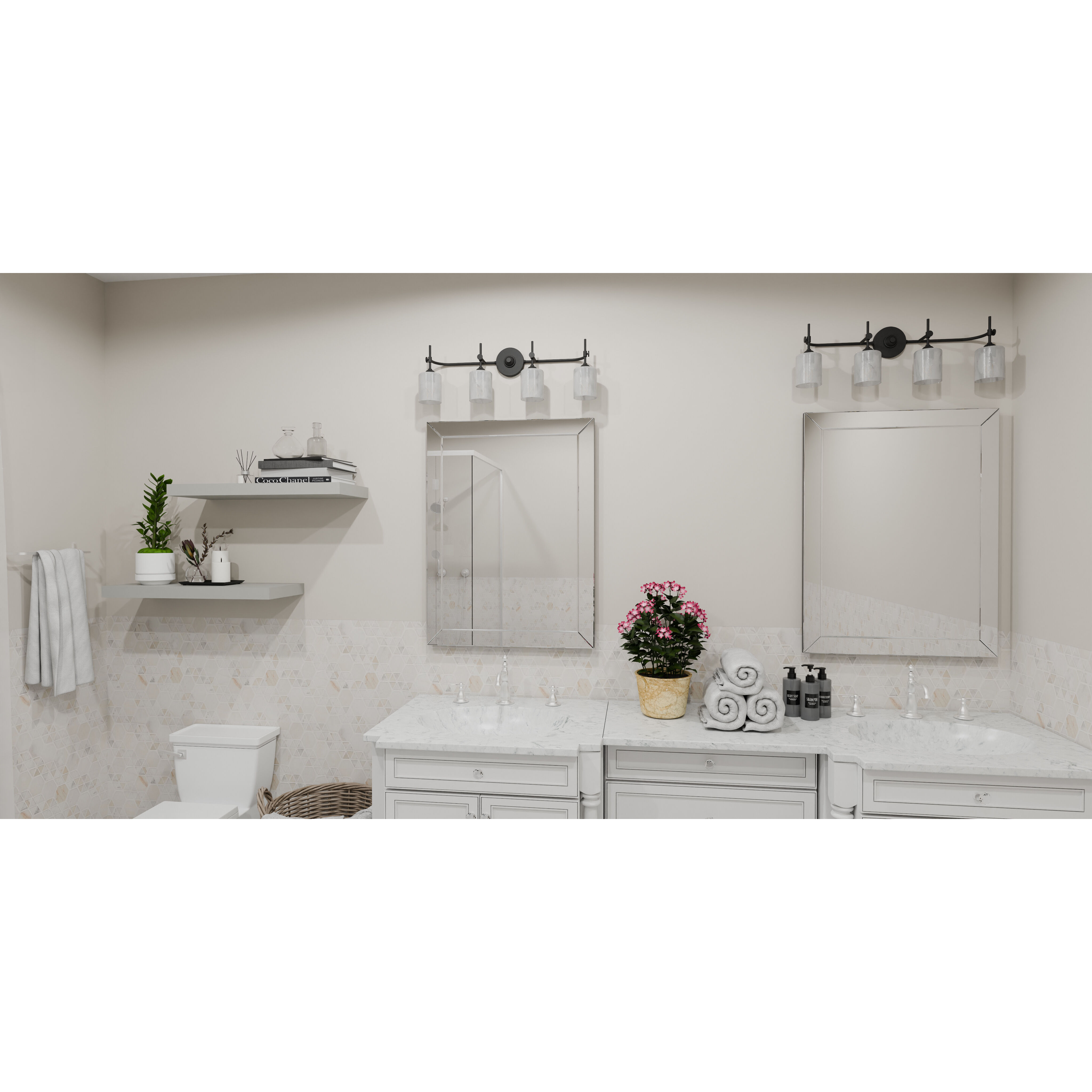 Aria 4 Light 31.25 inch Matte Black Bath Light Wall Light, Extra Large