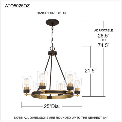 Atwood 6 Light 25 inch Old Bronze Chandelier Ceiling Light