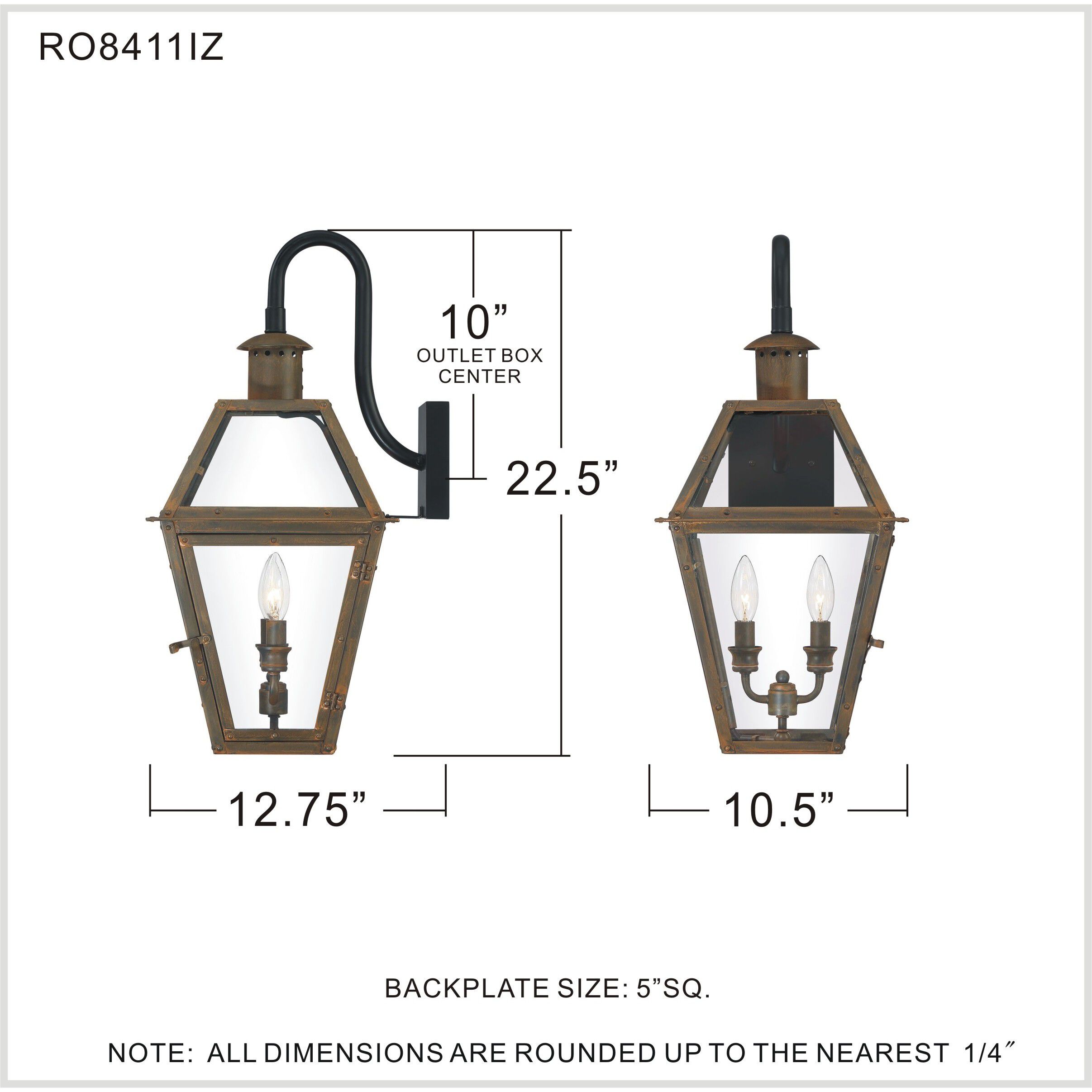 Rue De Royal 2 Light 23 inch Industrial Bronze Outdoor Wall Lantern