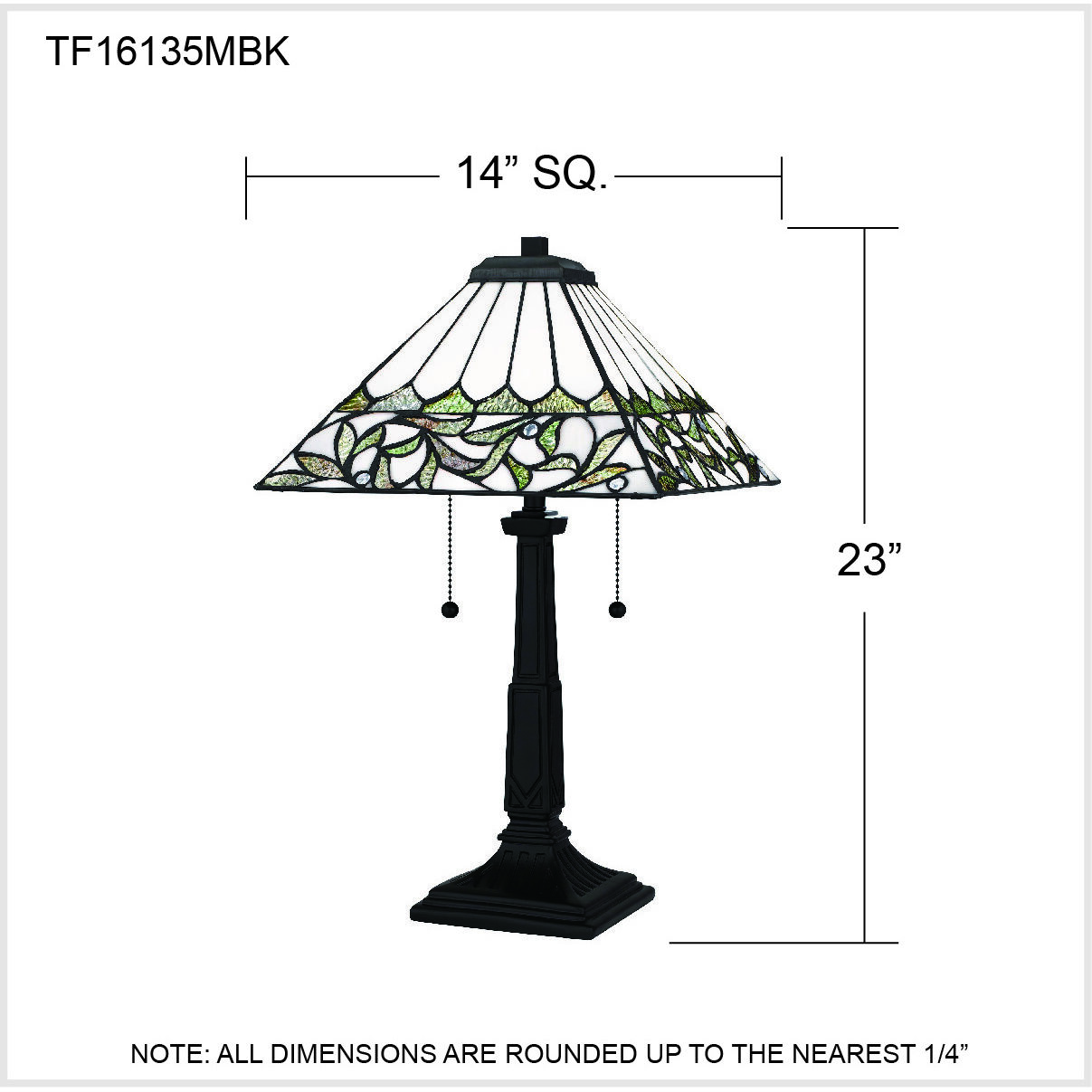 Galahad 23 inch 75.00 watt Matte Black Table Lamp Portable Light, Tiffany