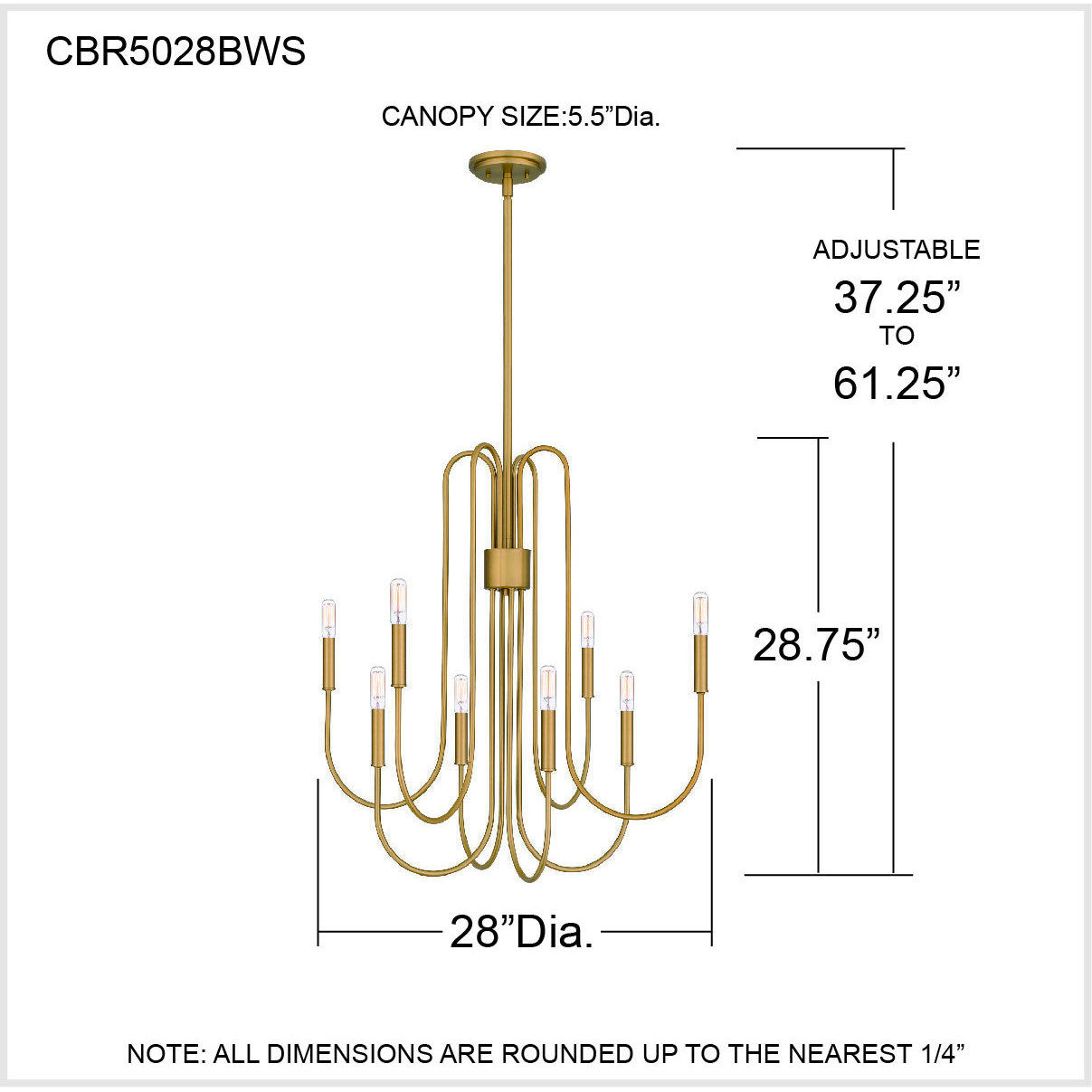 Cabry 8 Light 28 inch Brushed Weathered Brass Chandelier Ceiling Light