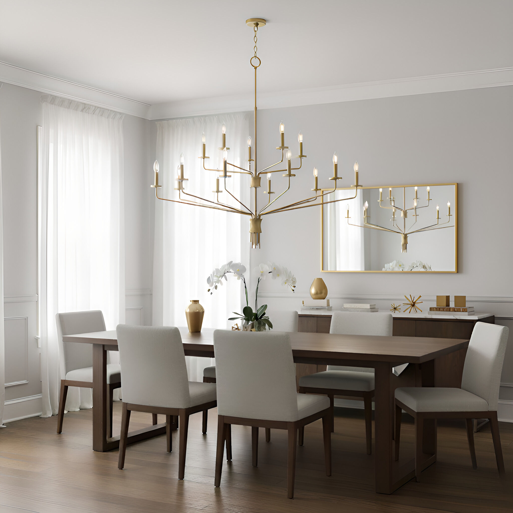 Alexander 15 Light 55 inch Brushed Gold Chandelier Ceiling Light